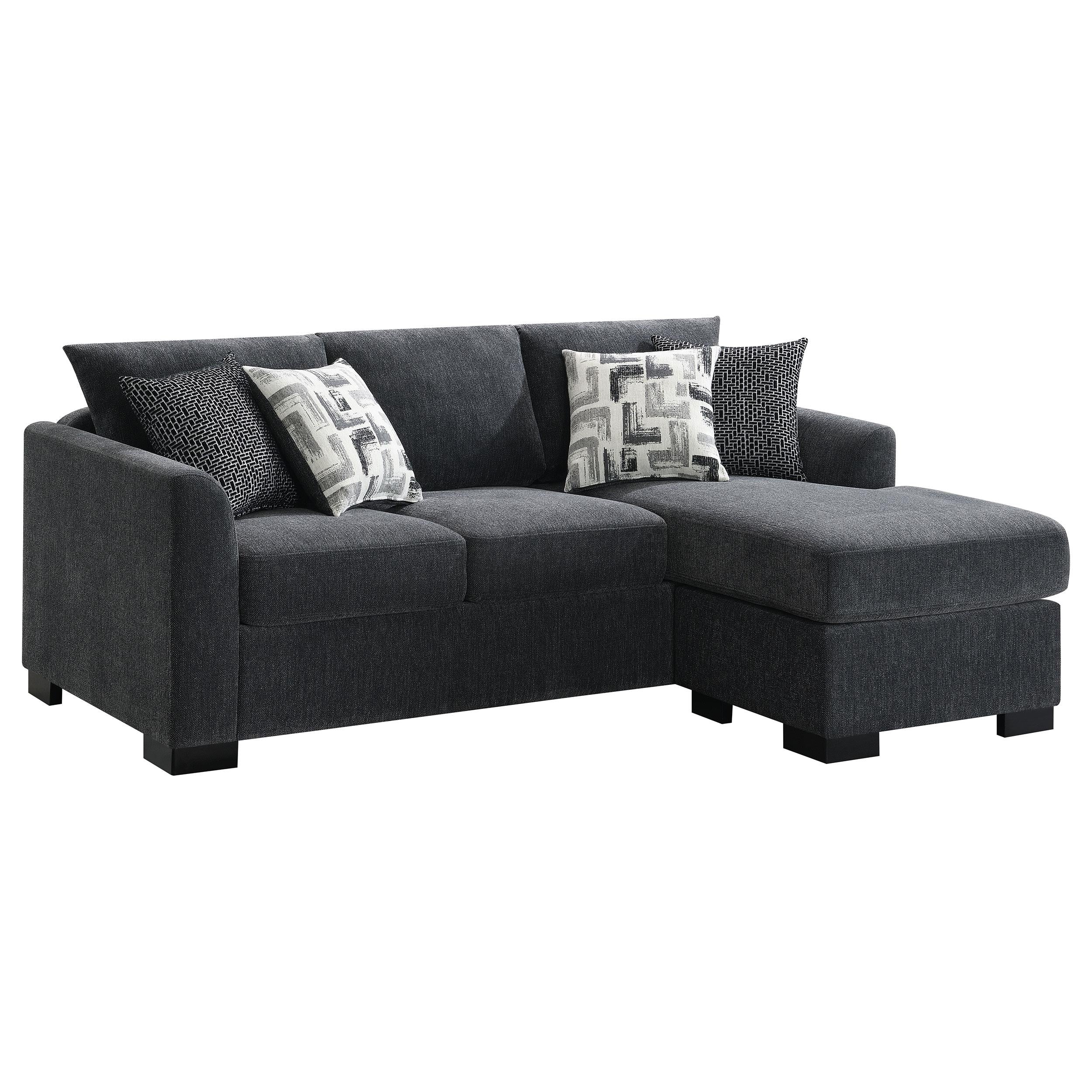 Coaster Furniture Storey 504777 Upholstered Sleeper Sectional Chaise Sofa - Dark Grey - Image 1
