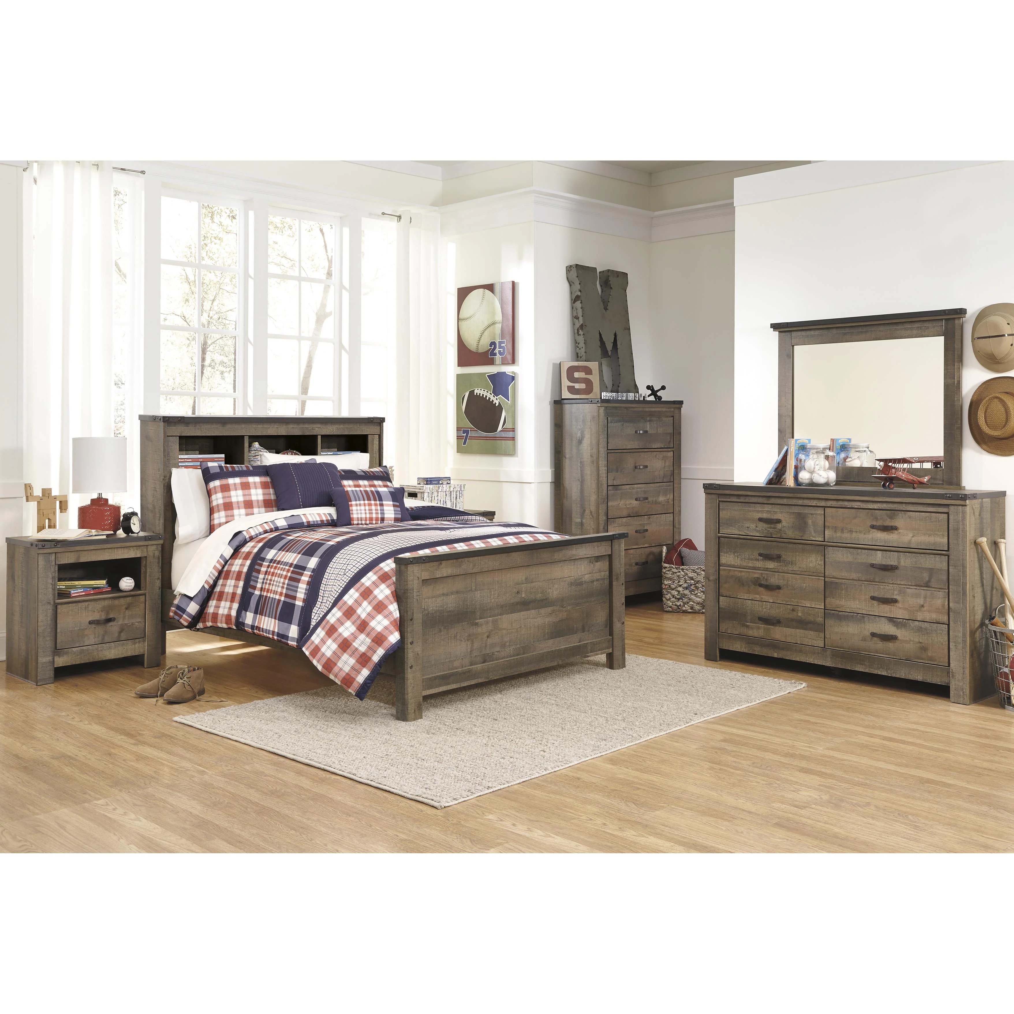 Signature Design by Ashley Trinell B446B87 Full Bookcase Panel Bed - Image 3