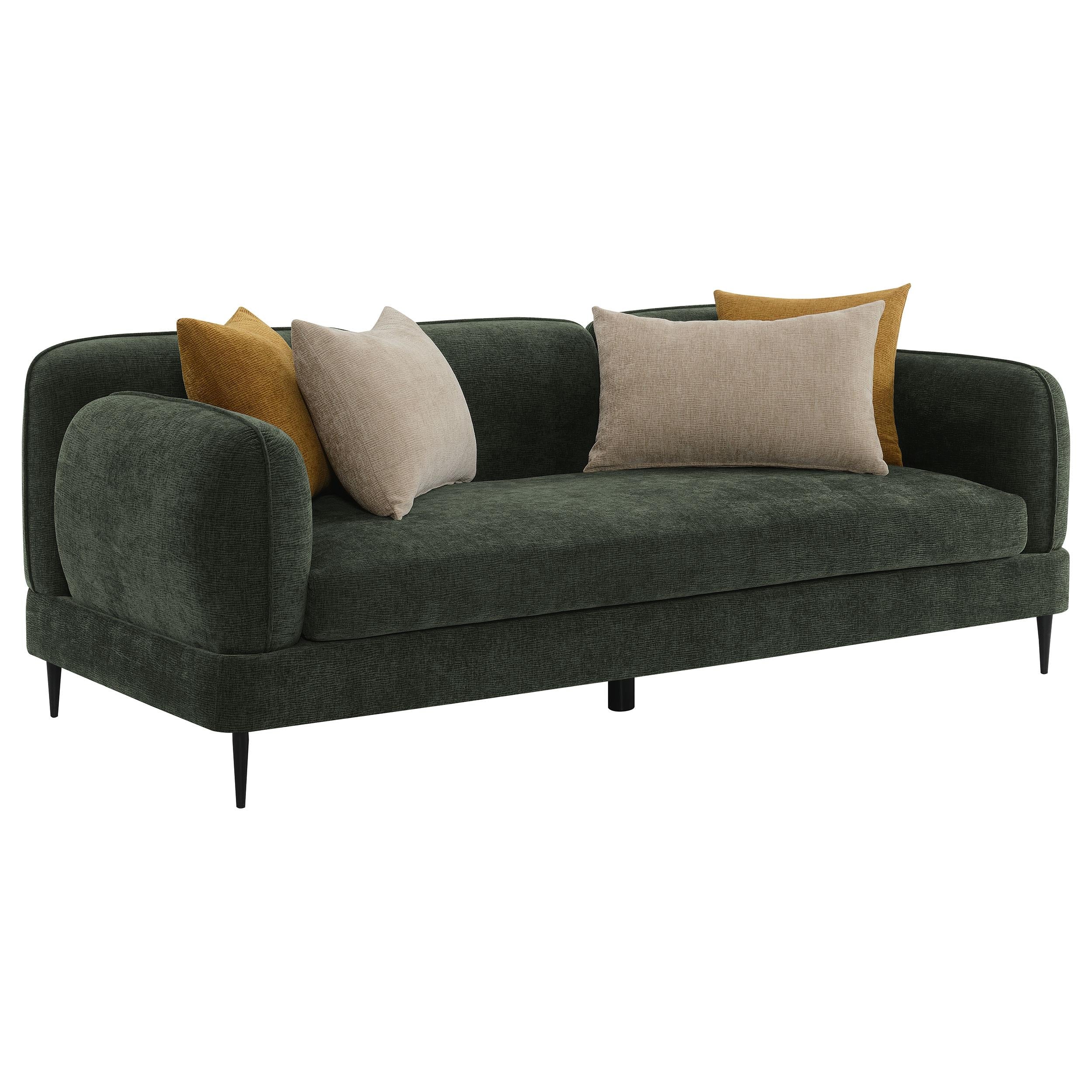 Coaster Furniture Jade 509131 Chenille Upholstered Modern Track Arm Sofa - Green - Image 1