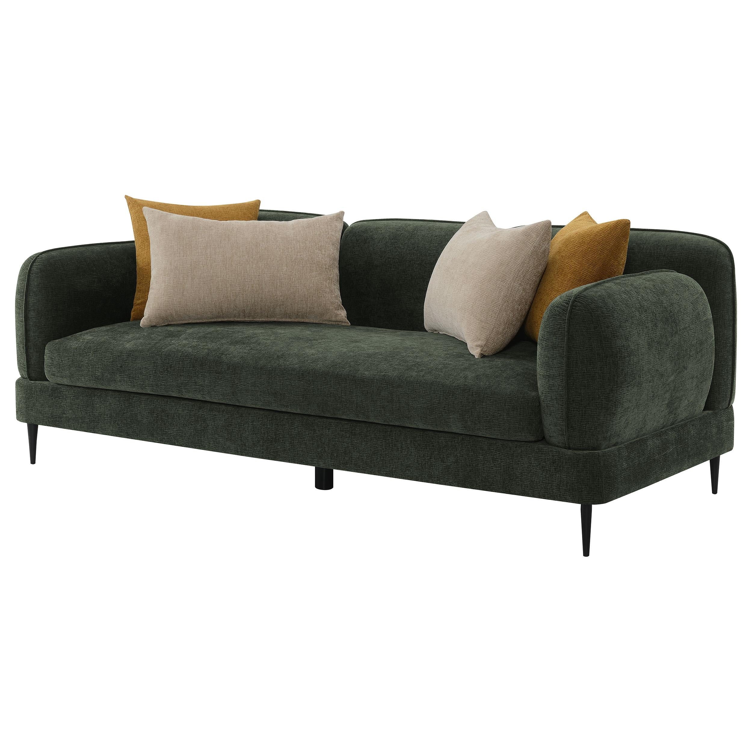 Coaster Furniture Jade 509131 Chenille Upholstered Modern Track Arm Sofa - Green - Image 3