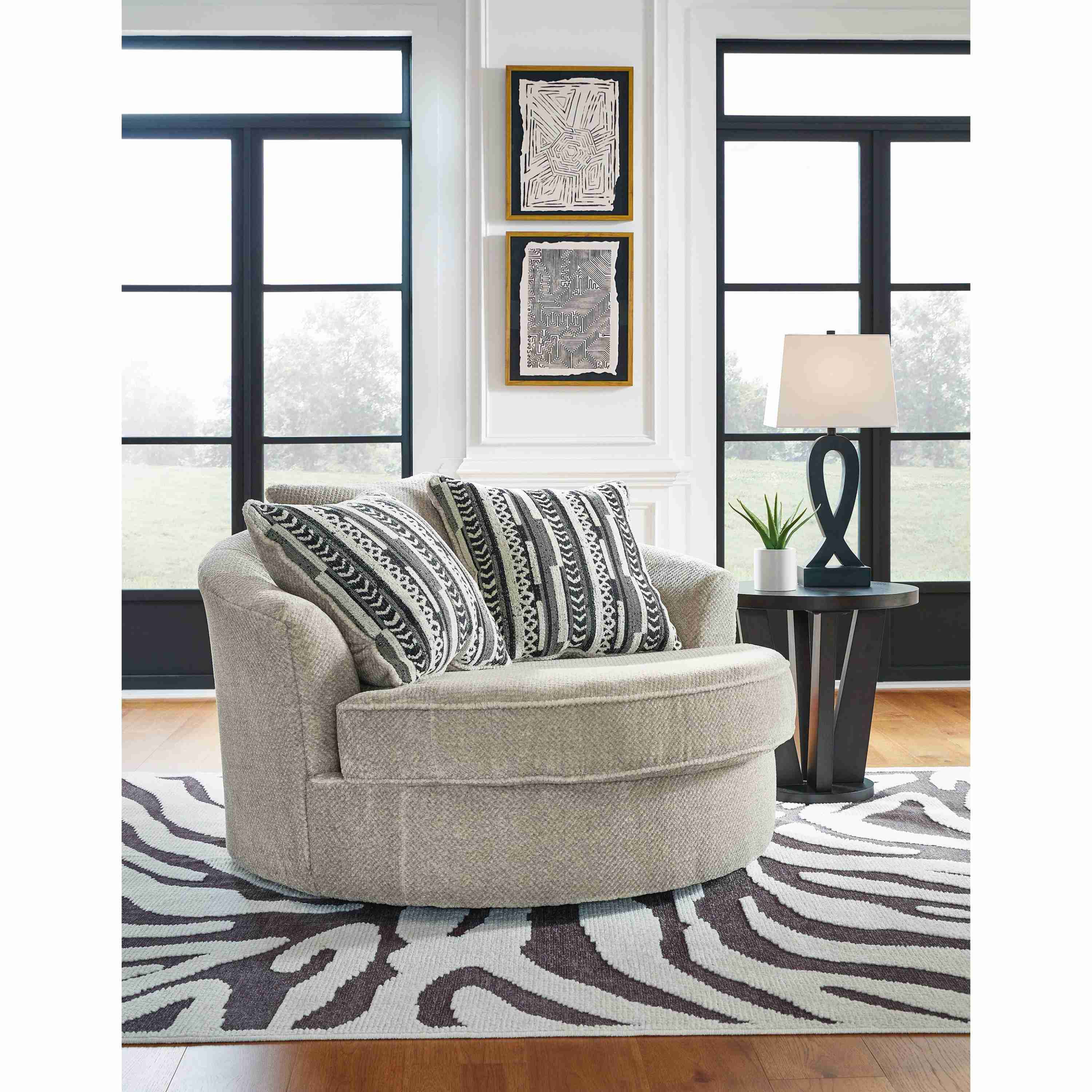 Benchcraft Calnita 20502U1 Oversized Swivel Chair and Ottoman - Image 2