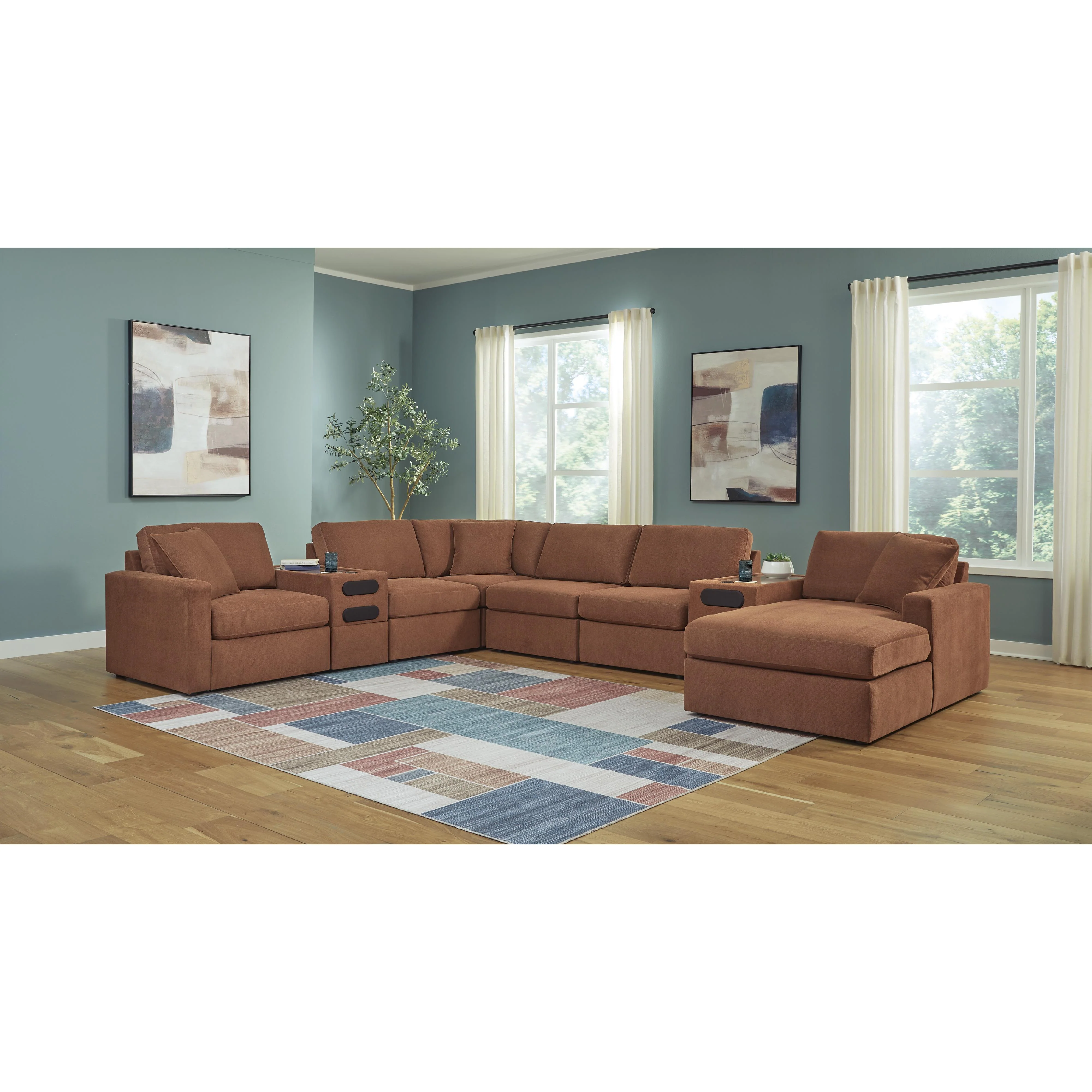 Signature Design by Ashley Modmax 92102S48 8 pc Sectional with Chaise and Audio Consoles - Image 2