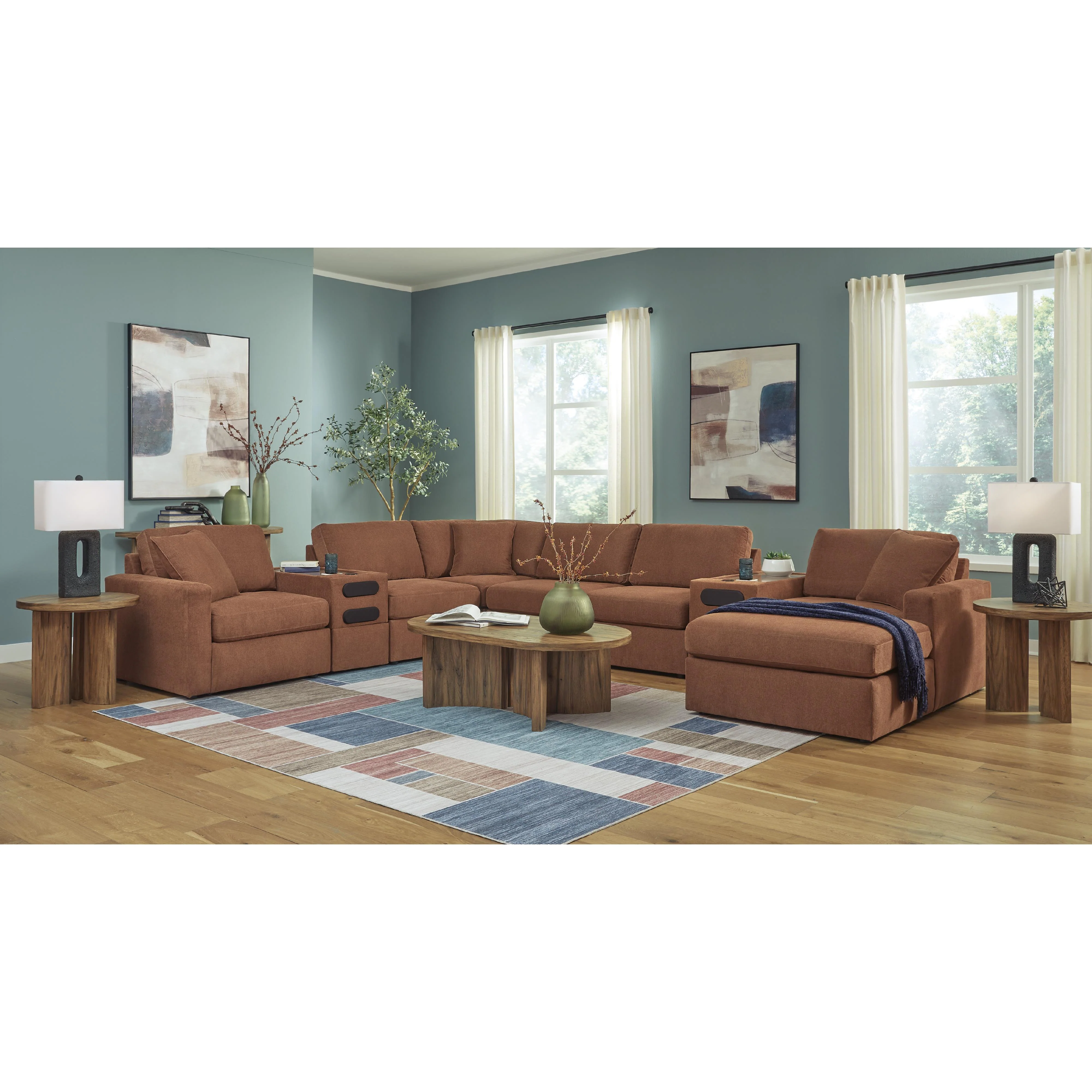 Signature Design by Ashley Modmax 92102S48 8 pc Sectional with Chaise and Audio Consoles - Image 3