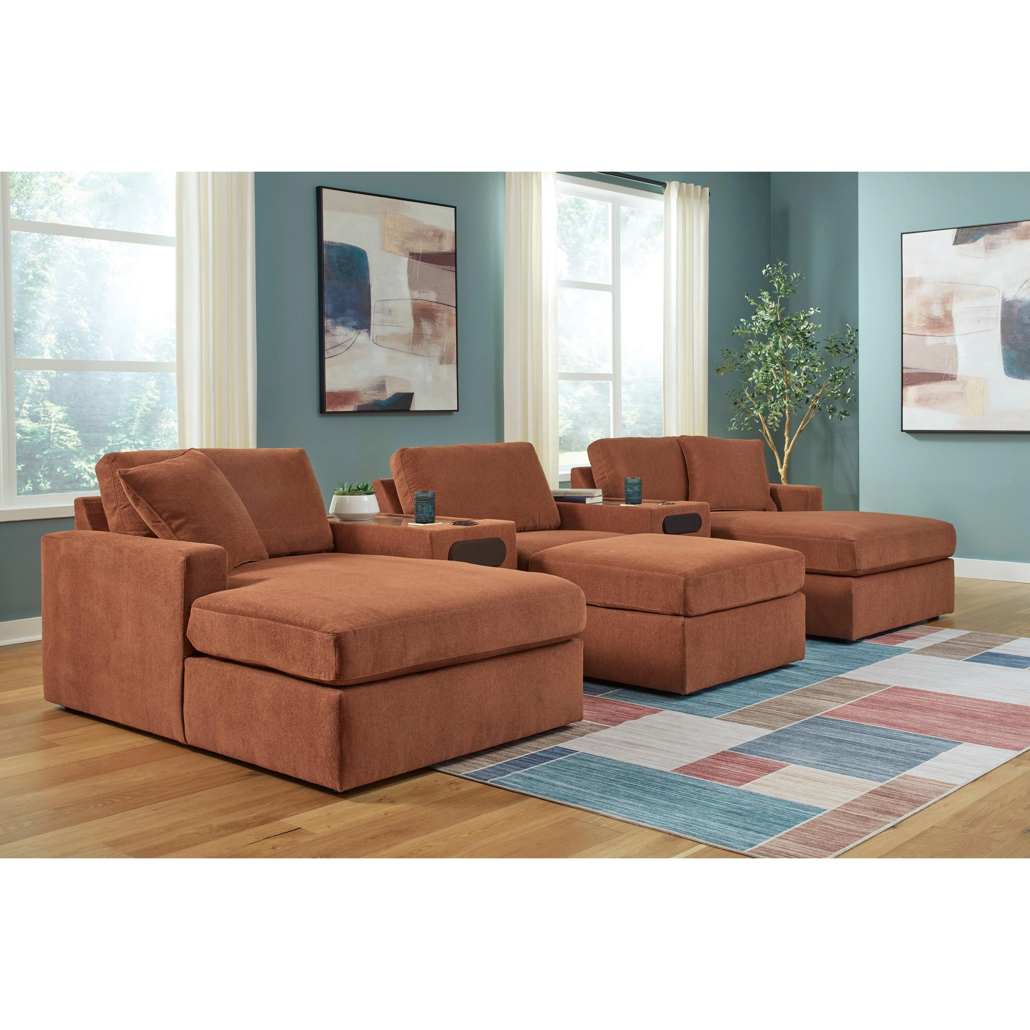 Signature Design by Ashley Modmax 92102S49 5 pc Double Chaise with Audio Consoles - Image 2