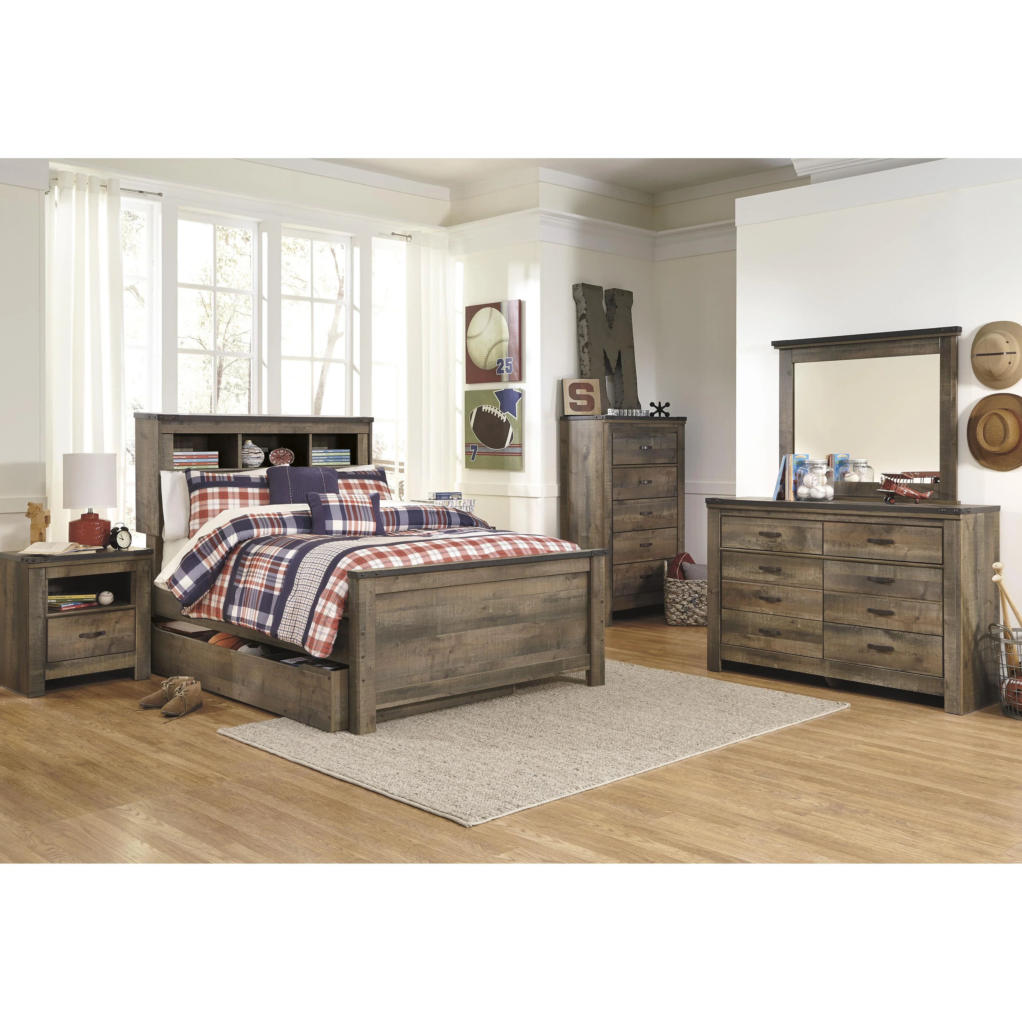 Signature Design by Ashley Trinell B446B91 Full Bookcase Bed with Storage - Image 3
