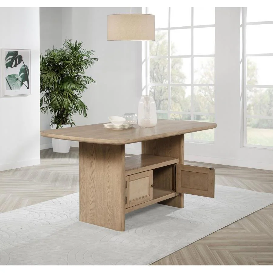 Coaster Furniture Kailani 109388 Cane Counter Height Storage Dining Table - Beige Oak - Image 2