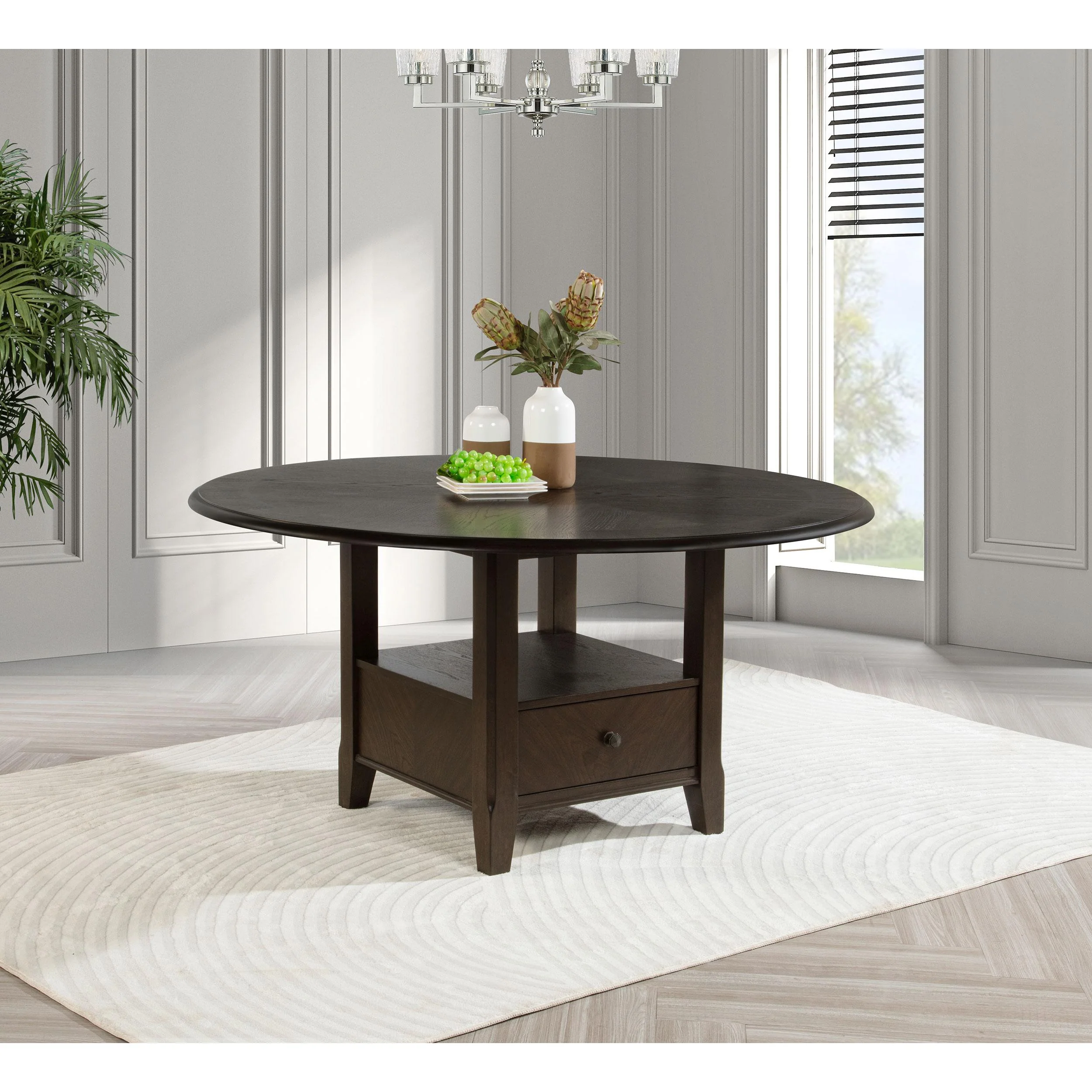 Coaster Furniture Twyla 115100 60-inch Round Dining Table with Drawer - Dark Cocoa - Image 2