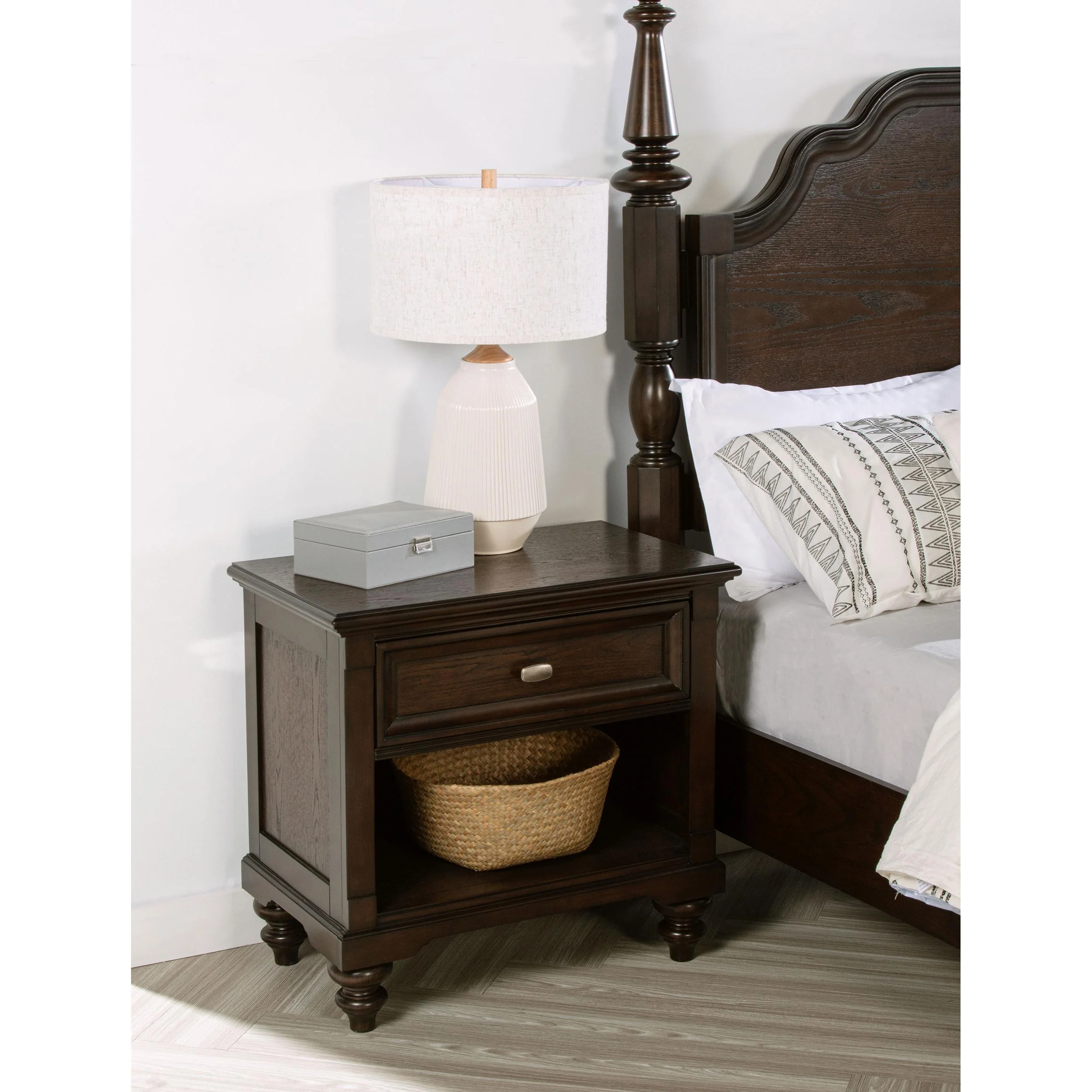 Coaster Furniture Andover 223632 1-Drawer Nightstand Bedside Table - Dark Oak - Image 2