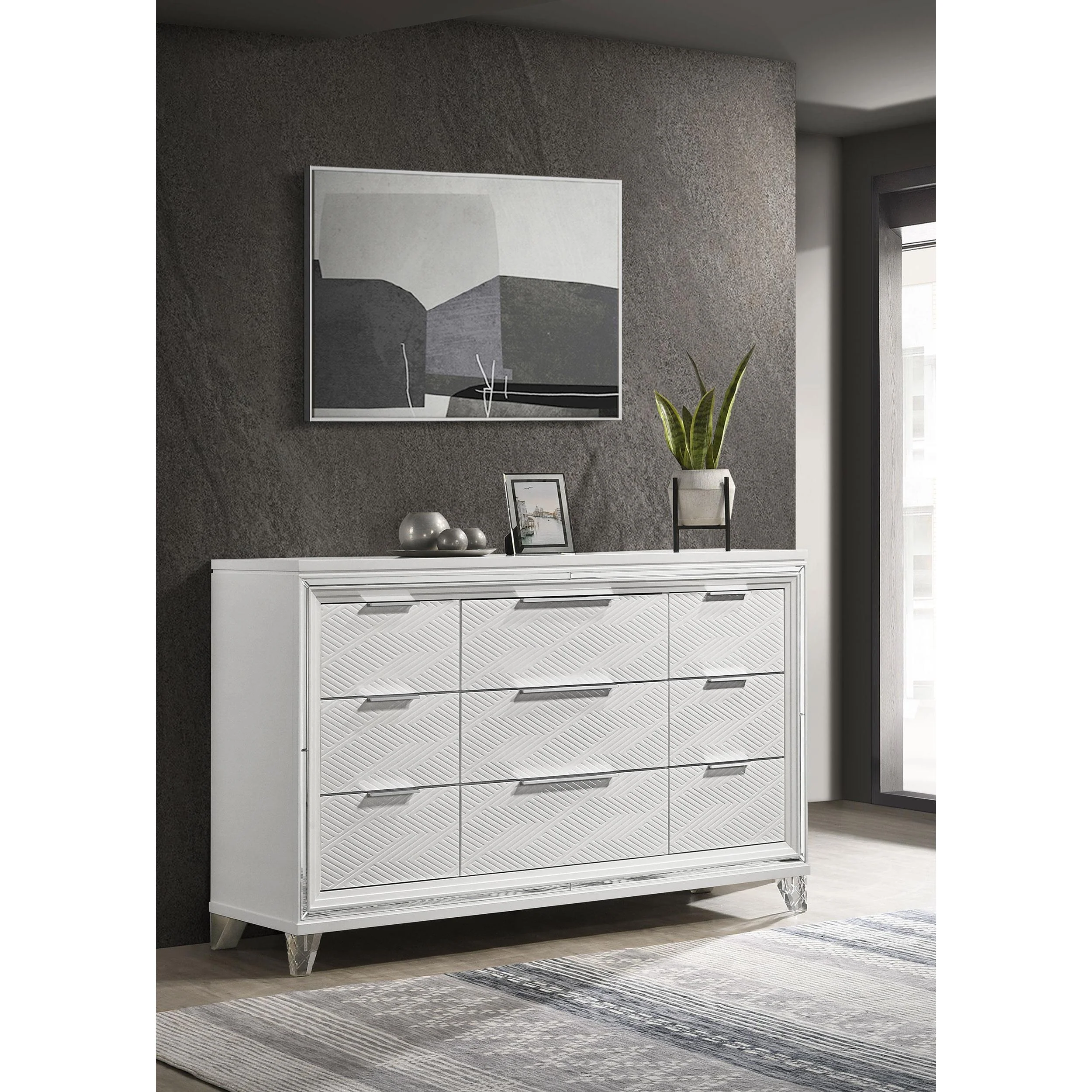 Coaster Furniture Marmore 224963 9-Drawer Dresser Cabinet - White - Image 2