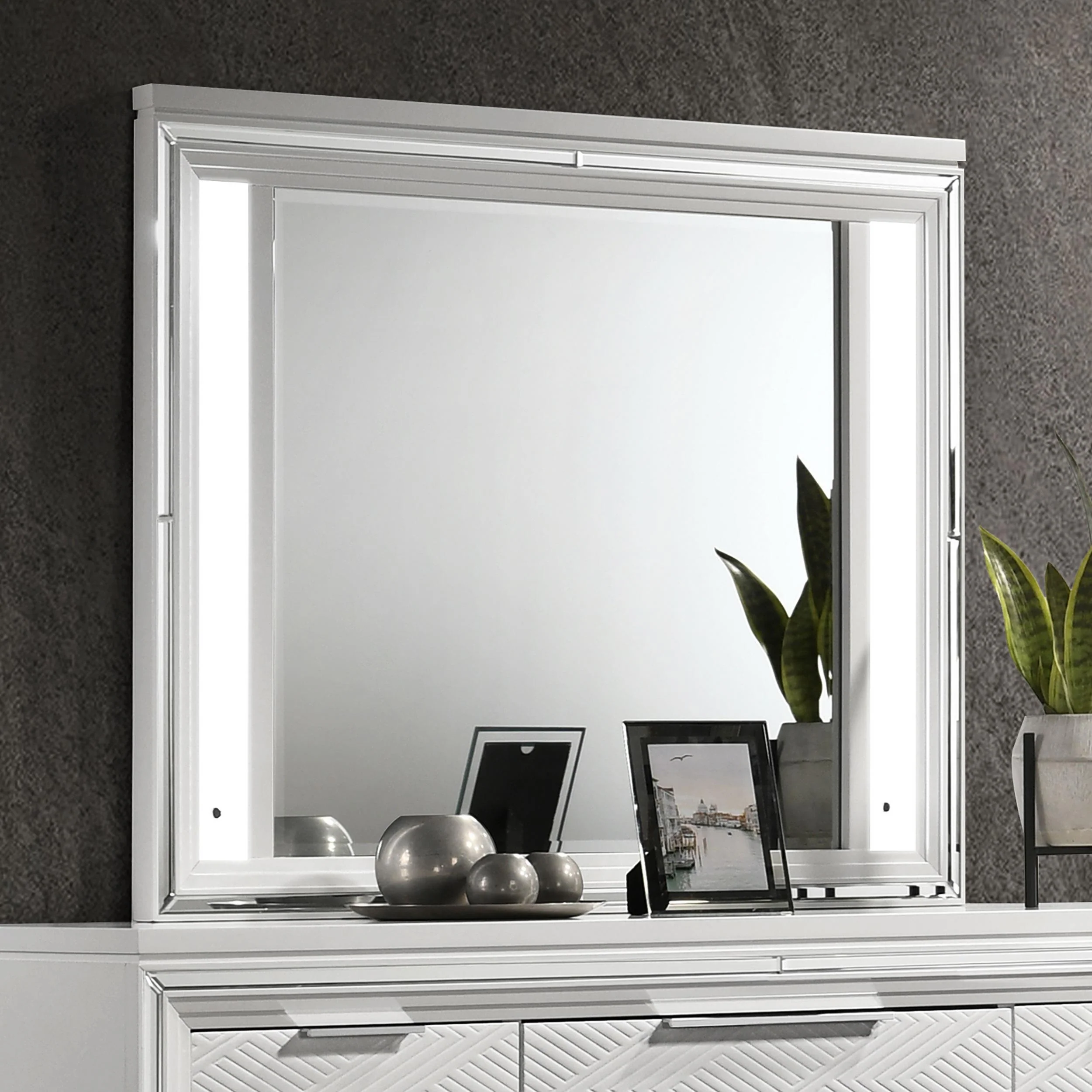 Coaster Furniture Marmore 224964 LED Dresser Mirror - White - Image 2
