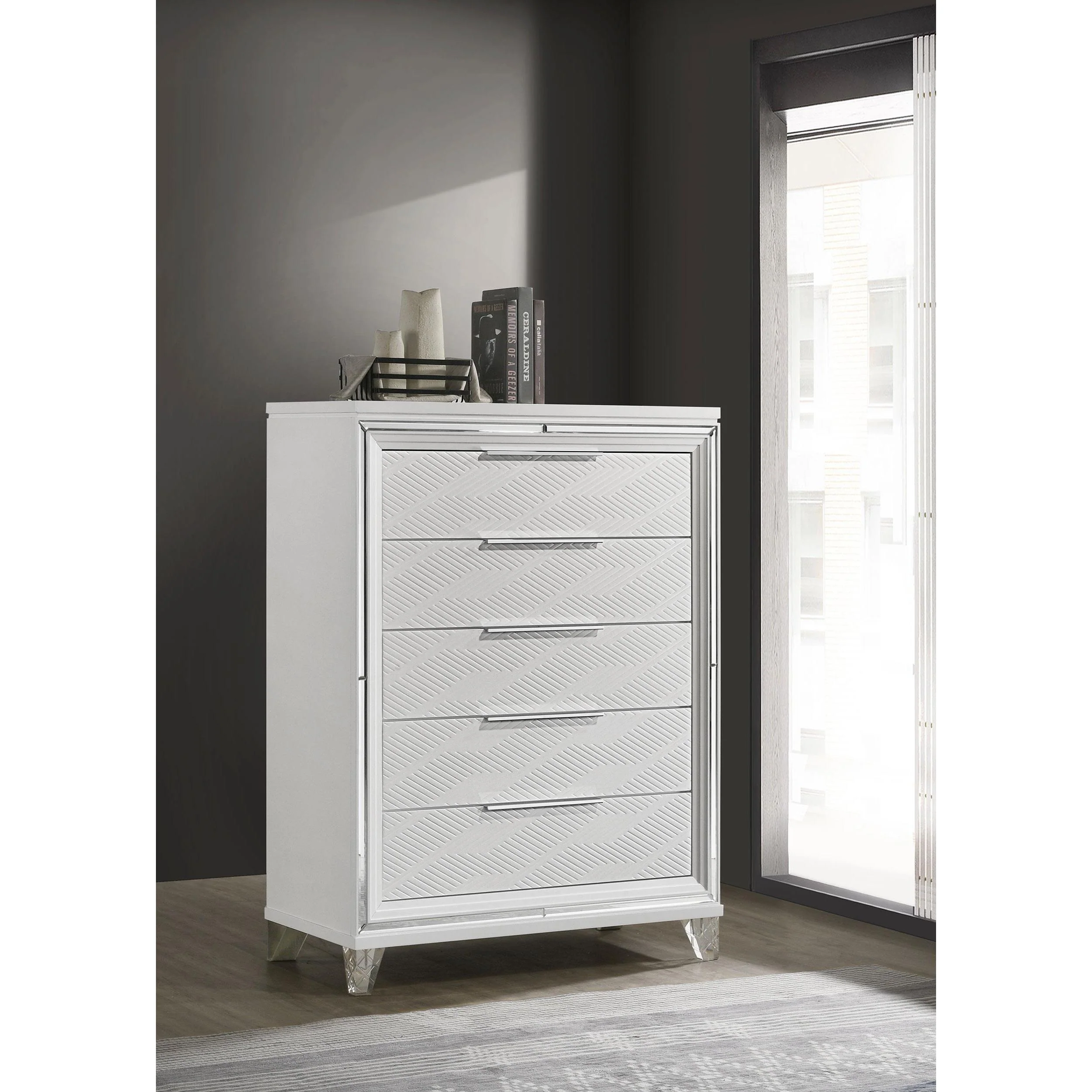 Coaster Furniture Marmore 224965 5-Drawer Bedroom Chest of Drawers - White - Image 2