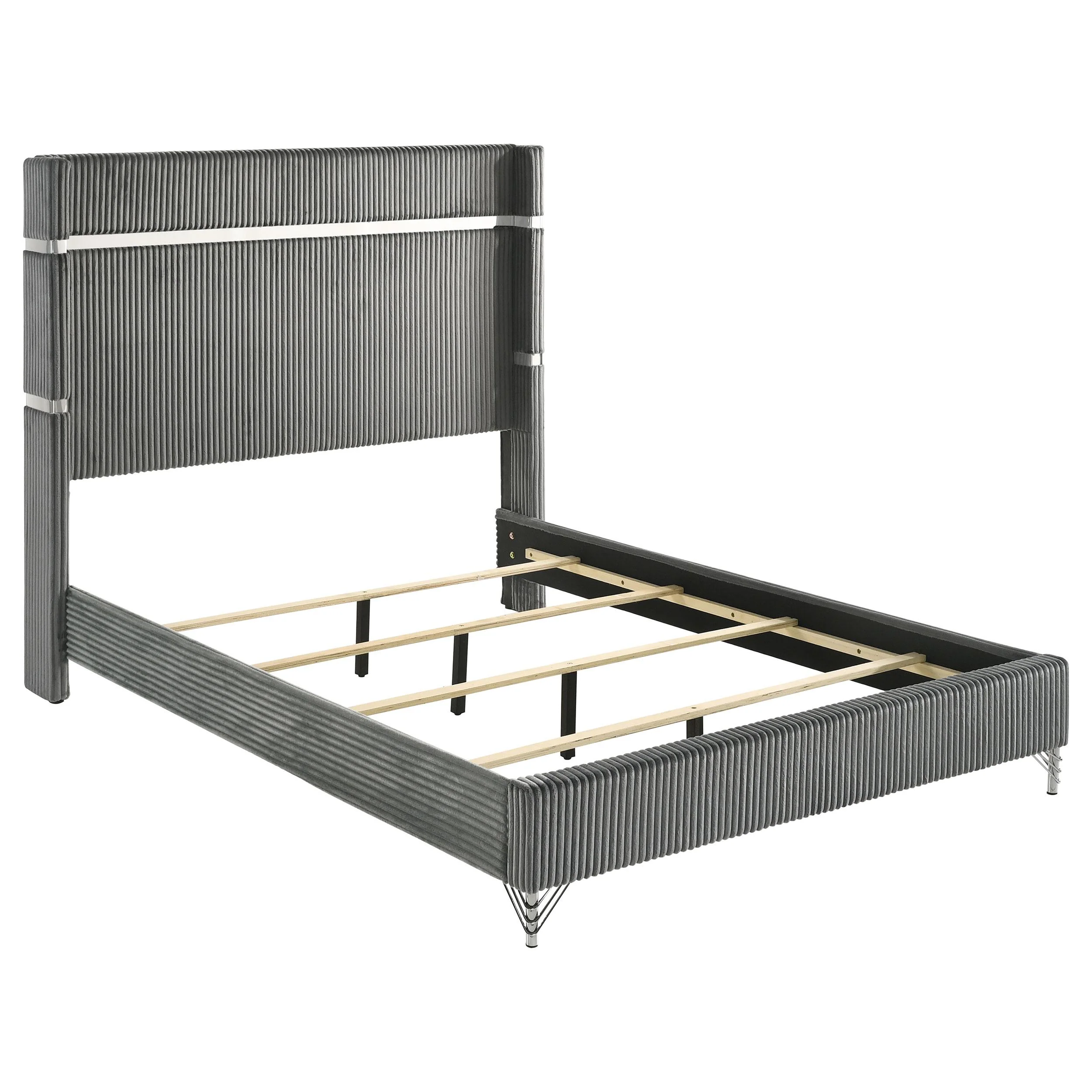 Coaster Furniture Lucia 224991Q 61-inch Upholstered Queen Wingback Bed - Grey - Image 3