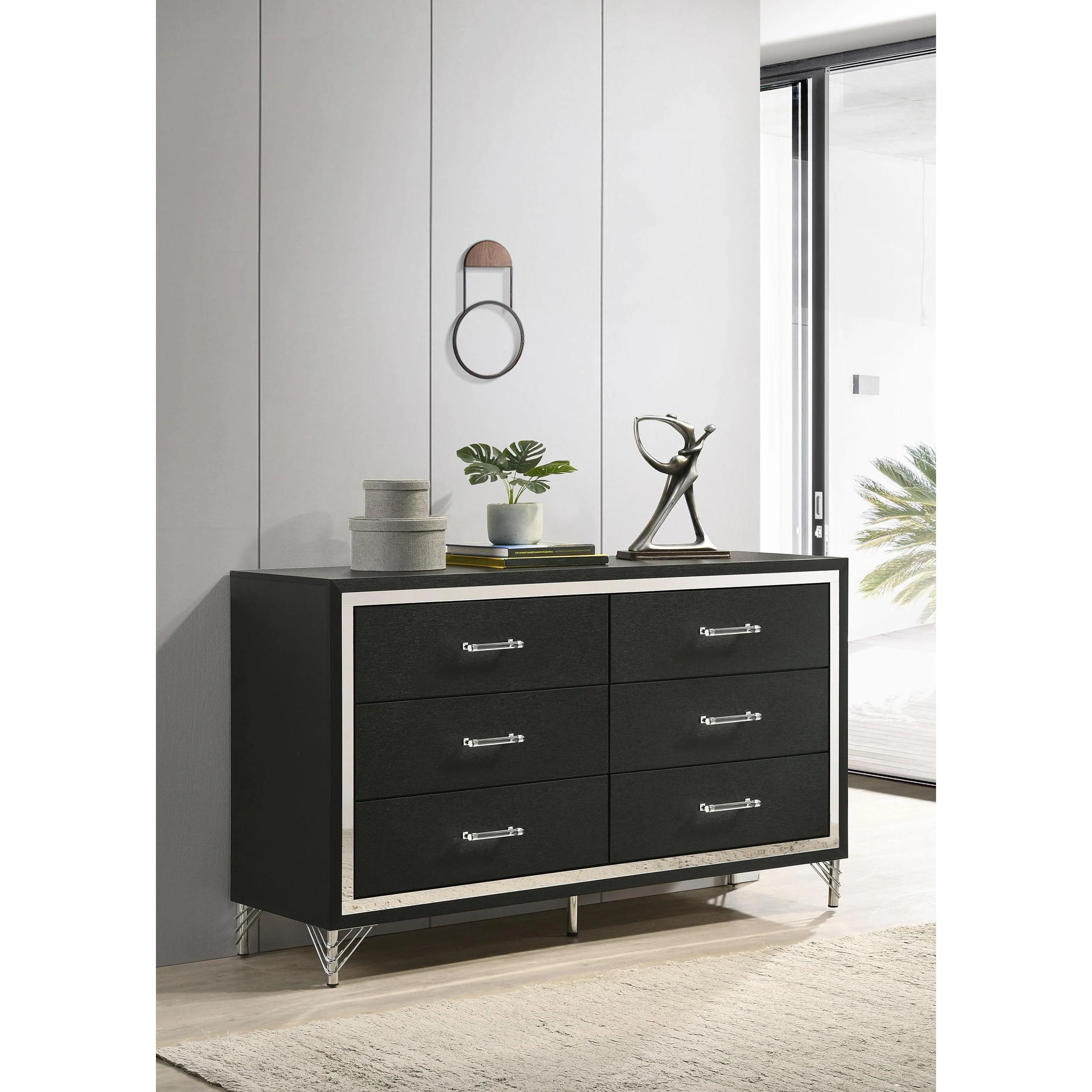 Coaster Furniture Lucia 224993 6-Drawer Dresser Cabinet - Black - Image 2