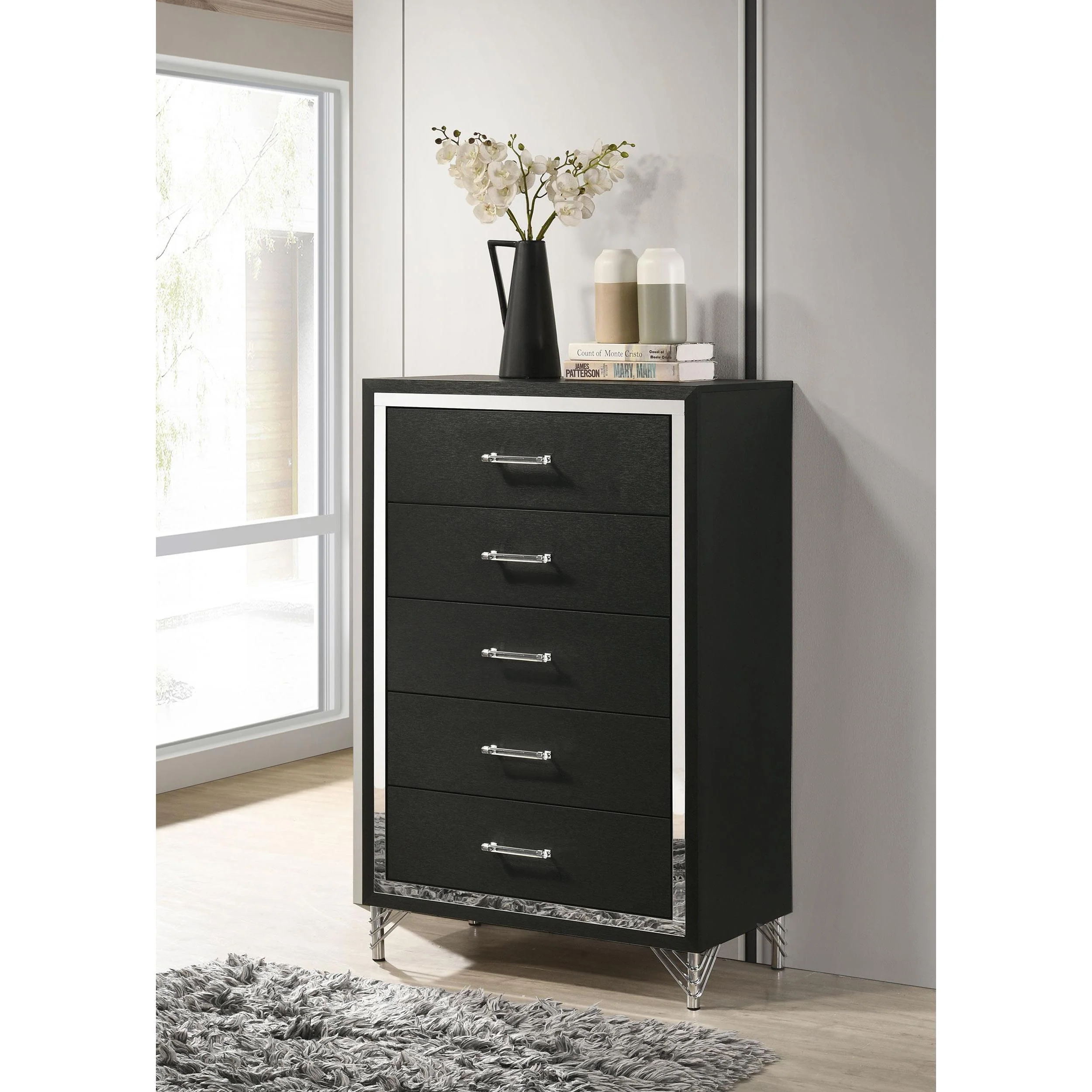 Coaster Furniture Lucia 224995 5-Drawer Bedroom Chest of Drawers - Black - Image 2