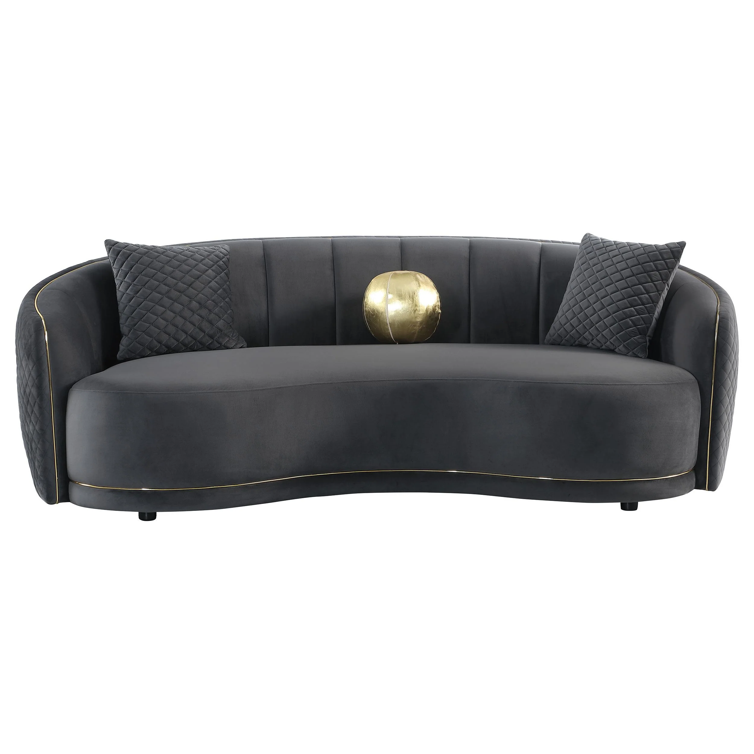 Coaster Furniture Brookside 504844 Velvet Upholstered Curved Sofa - Dark Grey - Image 2