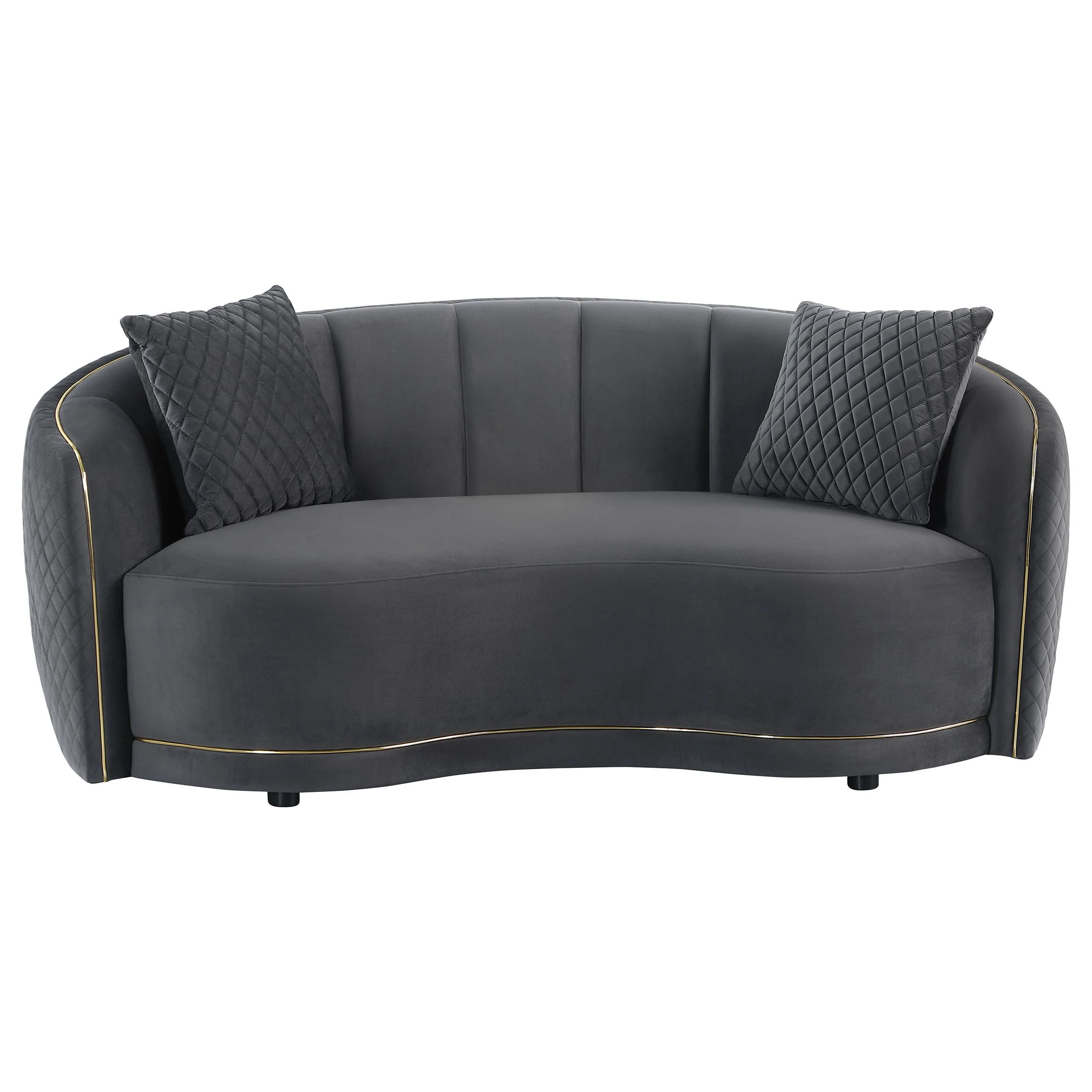 Coaster Furniture Brookside 504845 Velvet Upholstered Curved Loveseat - Dark Grey - Image 2
