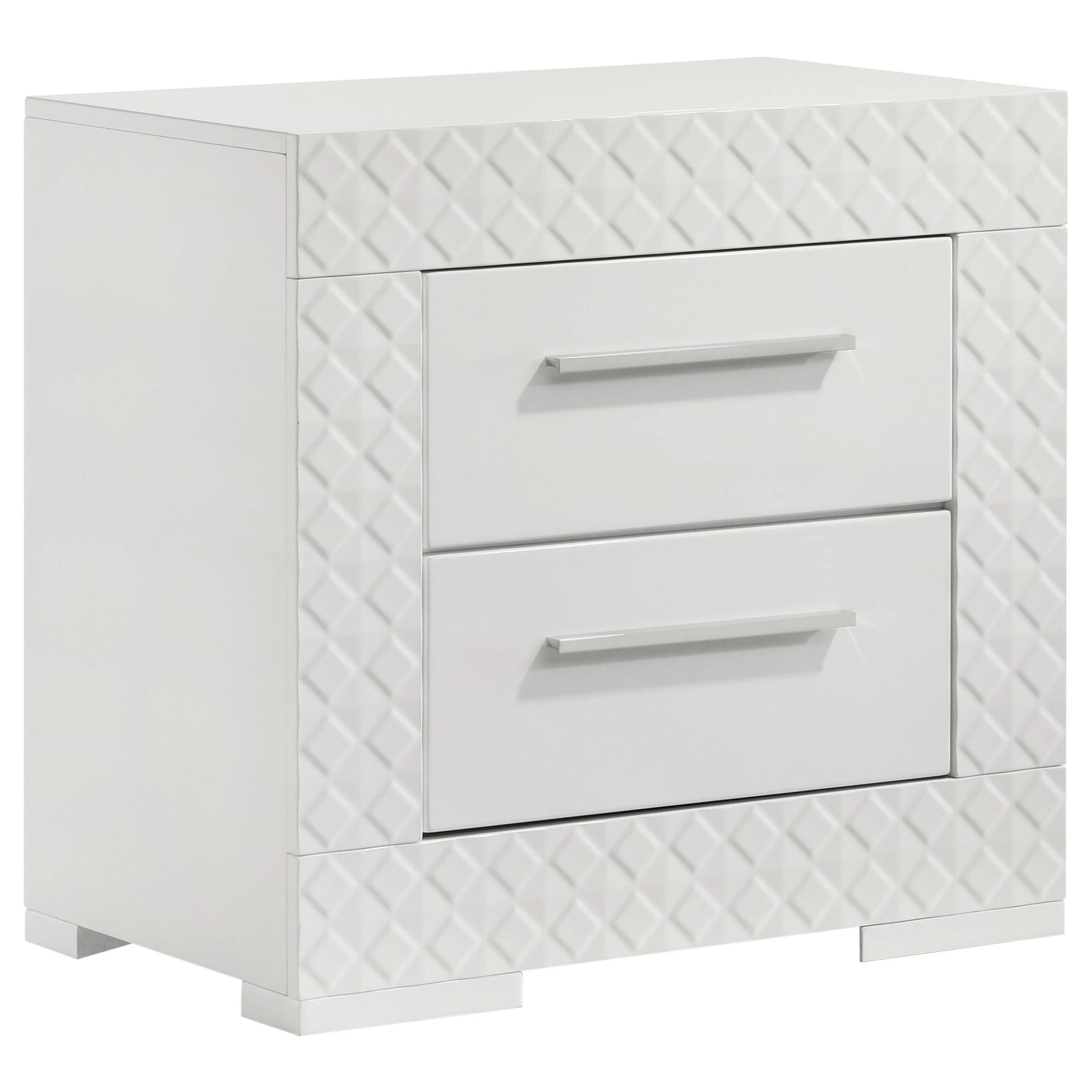 Coaster Furniture Ives 224942 2-Drawer Nightstand Bedside Table - White High Gloss - Image 1