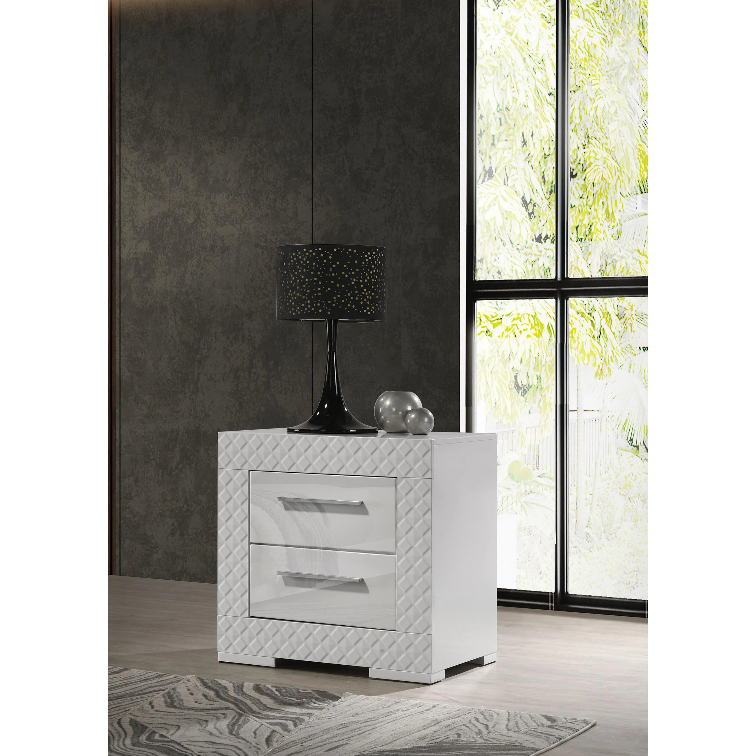 Coaster Furniture Ives 224942 2-Drawer Nightstand Bedside Table - White High Gloss - Image 2