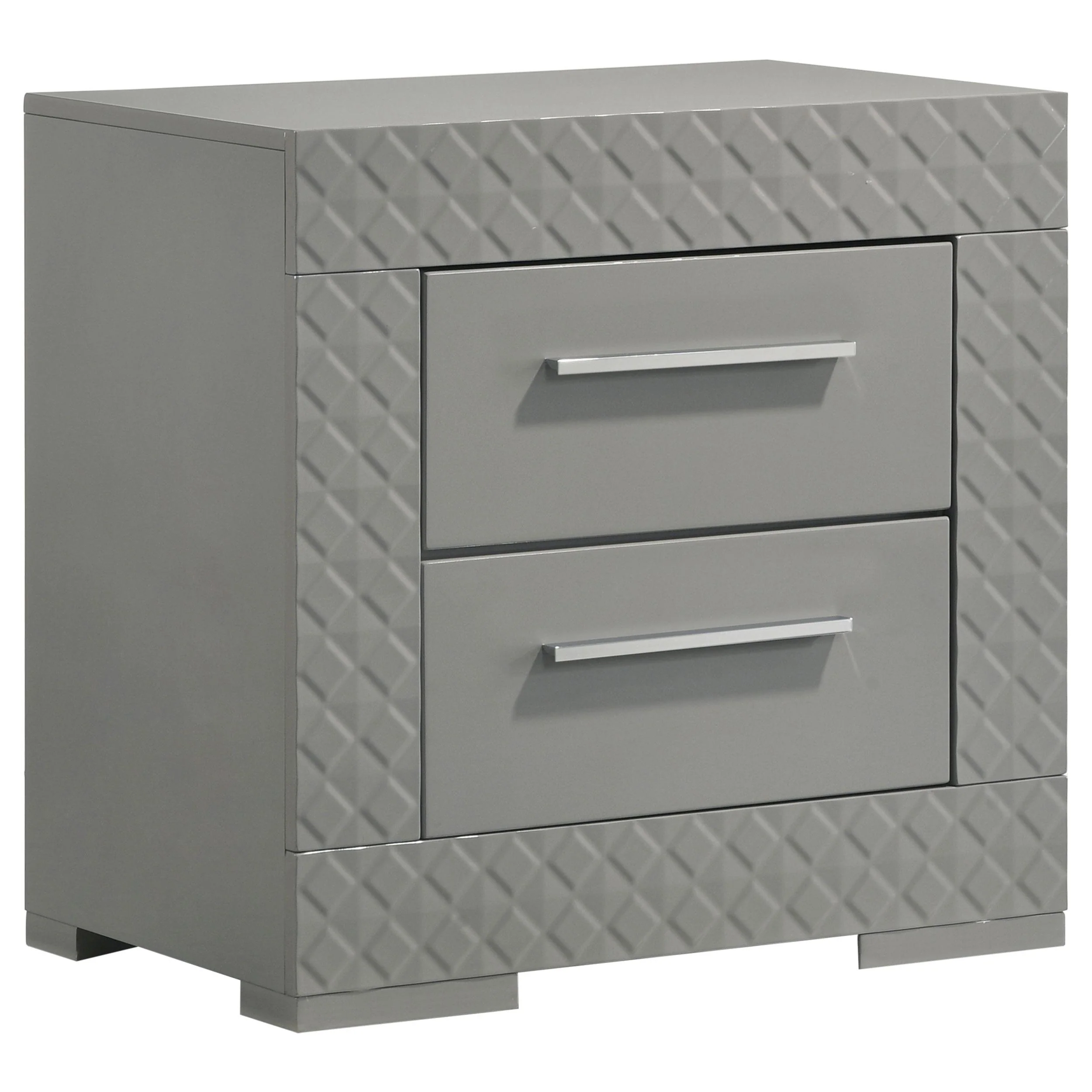 Coaster Furniture Ives 224972 2-Drawer Nightstand Bedside Table – Grey High Gloss