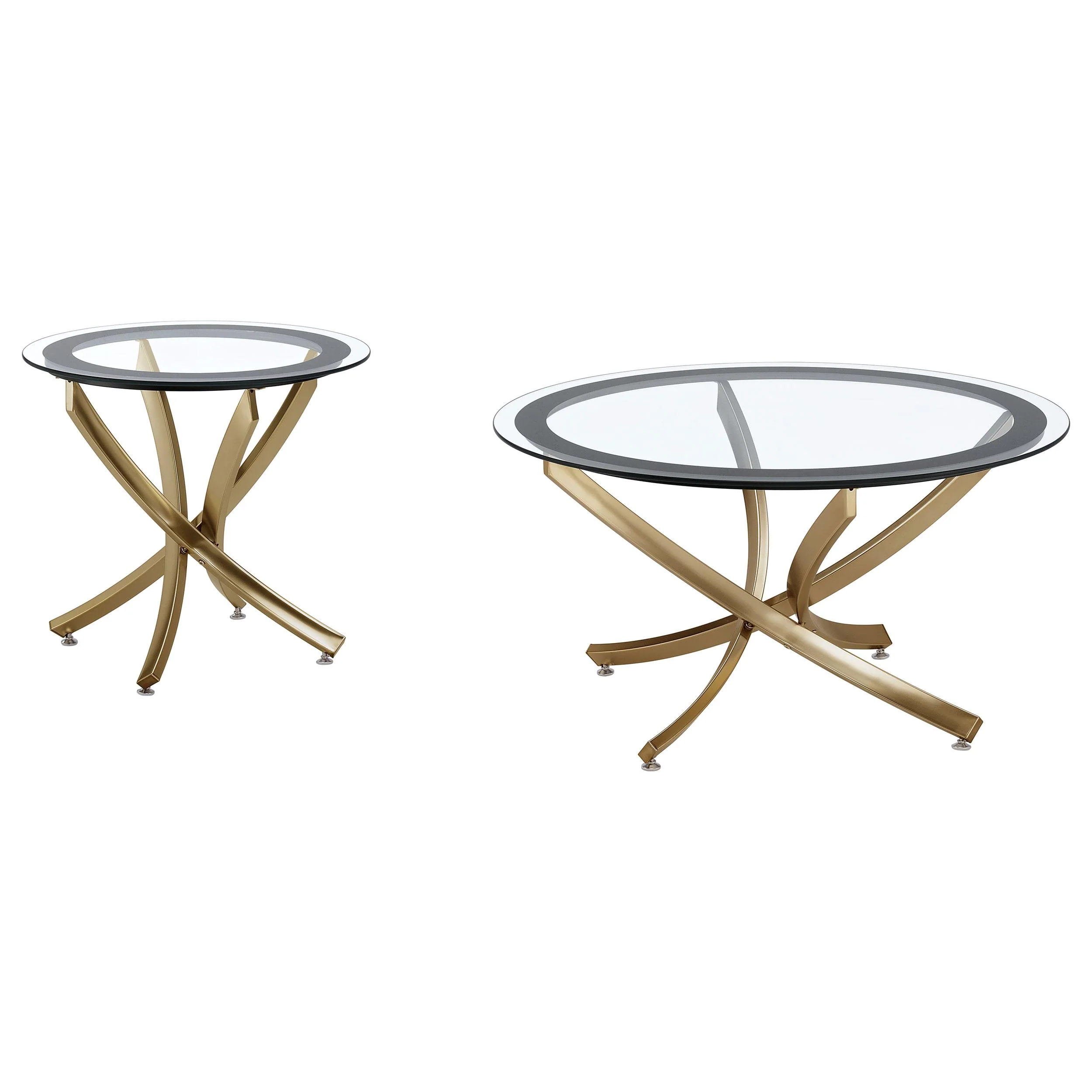 Coaster Furniture Brooke 707888-S2 2-piece Round Glass Top Coffee Table Set – Brass
