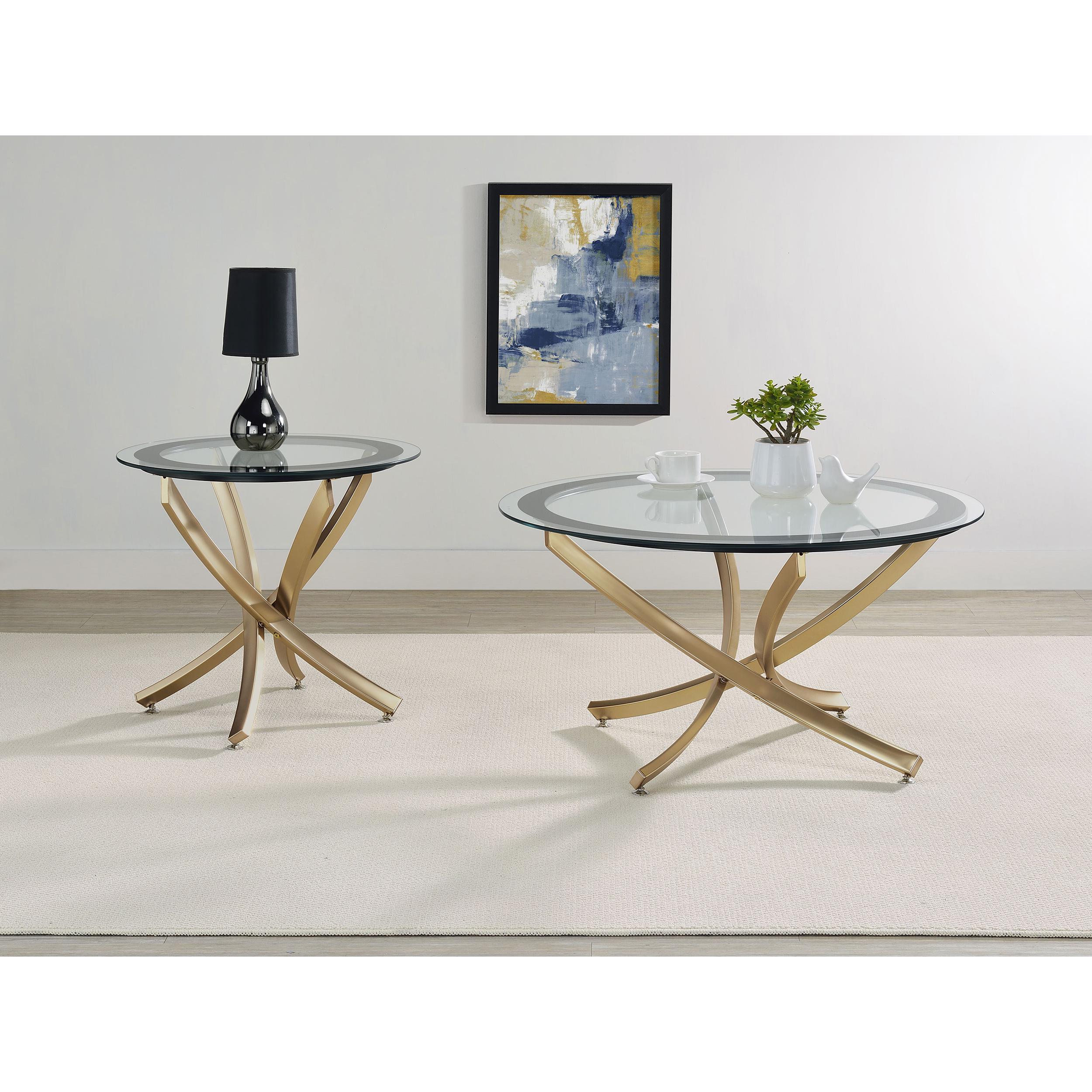 Coaster Furniture Brooke 707888-S2 2-piece Round Glass Top Coffee Table Set - Brass - Image 2