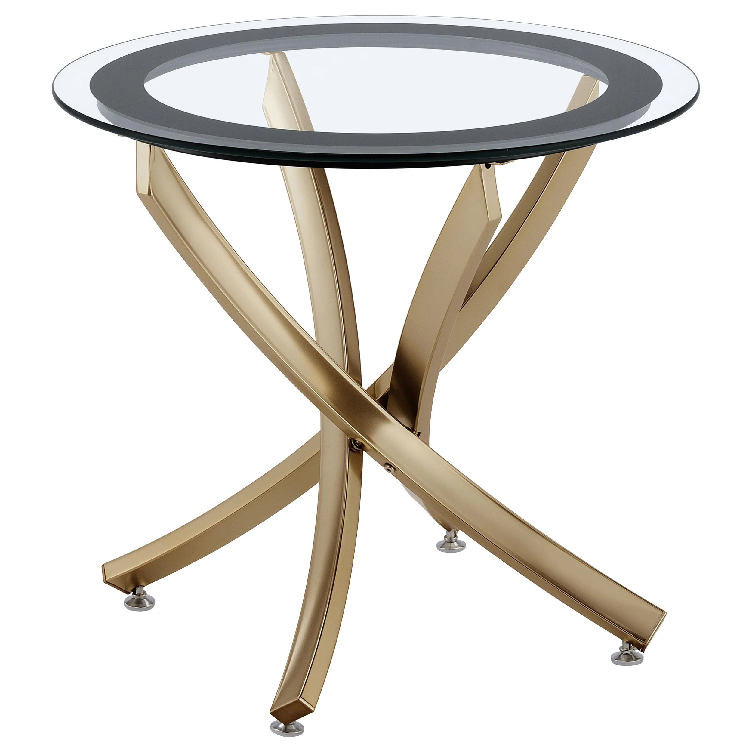 Coaster Furniture Brooke 707888-SET 3-piece Round Glass Top Coffee Table Set - Brass - Image 3