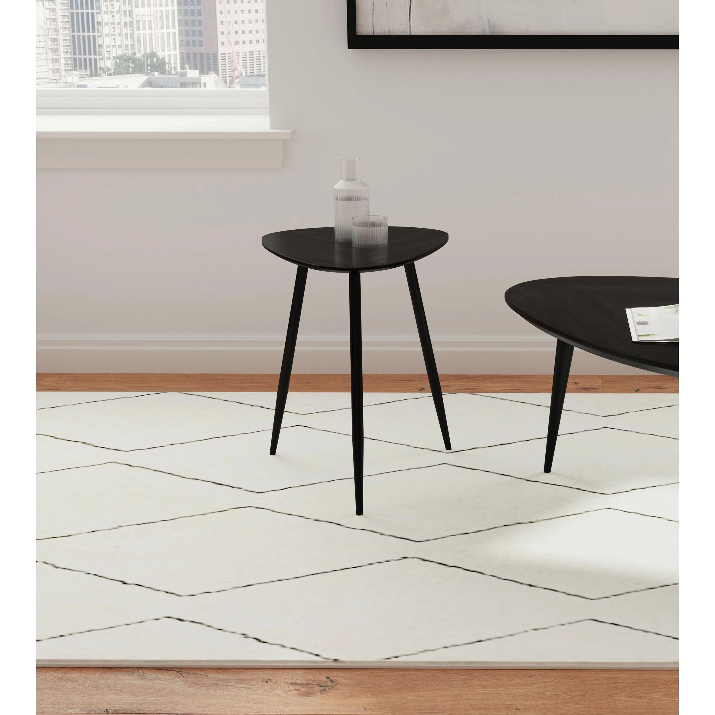 Coaster Furniture Odessa 707917 Triangular Solid Wood End Table - Black - Image 2
