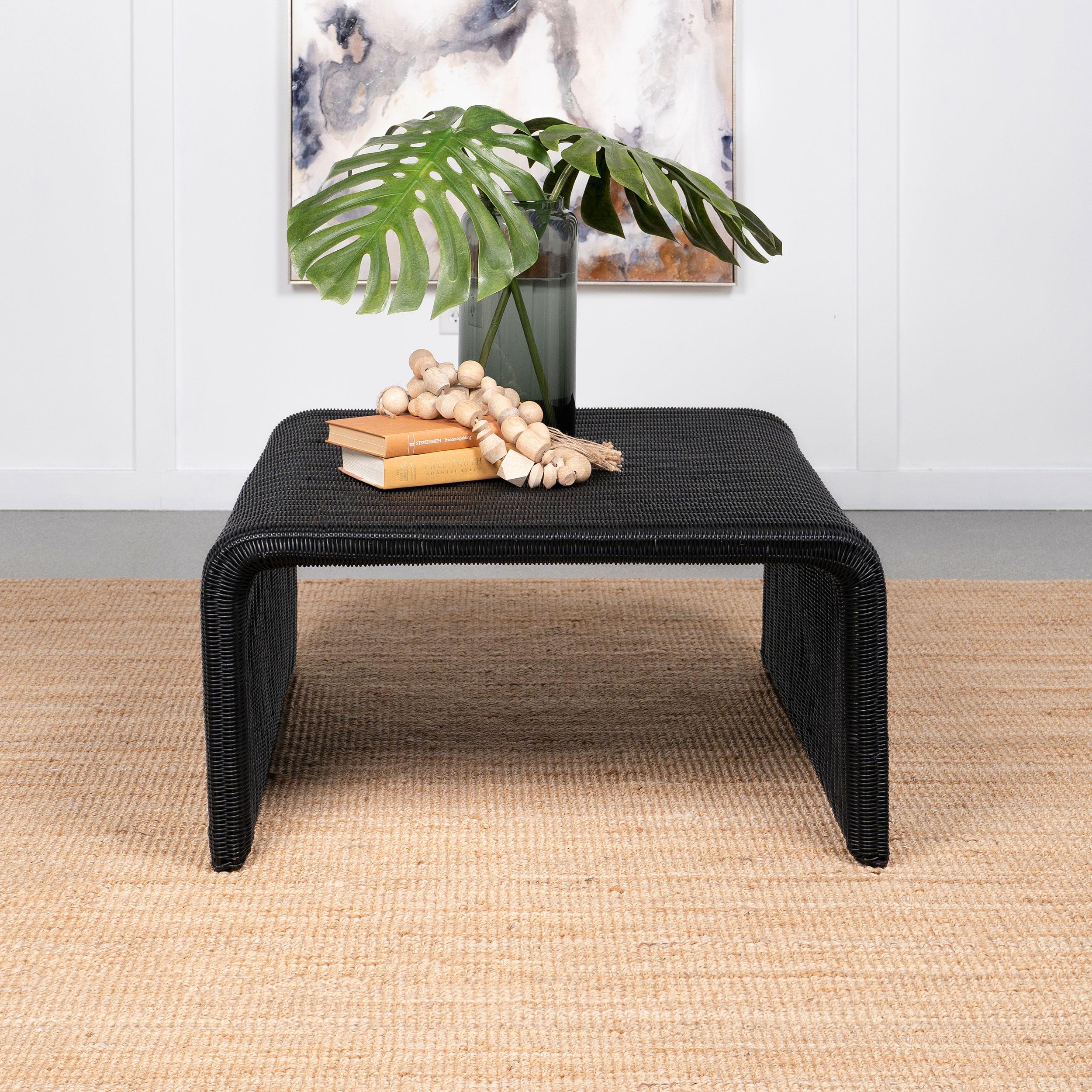 Coaster Furniture Cahya 708518 Woven Rattan Square Coffee Table - Black - Image 2