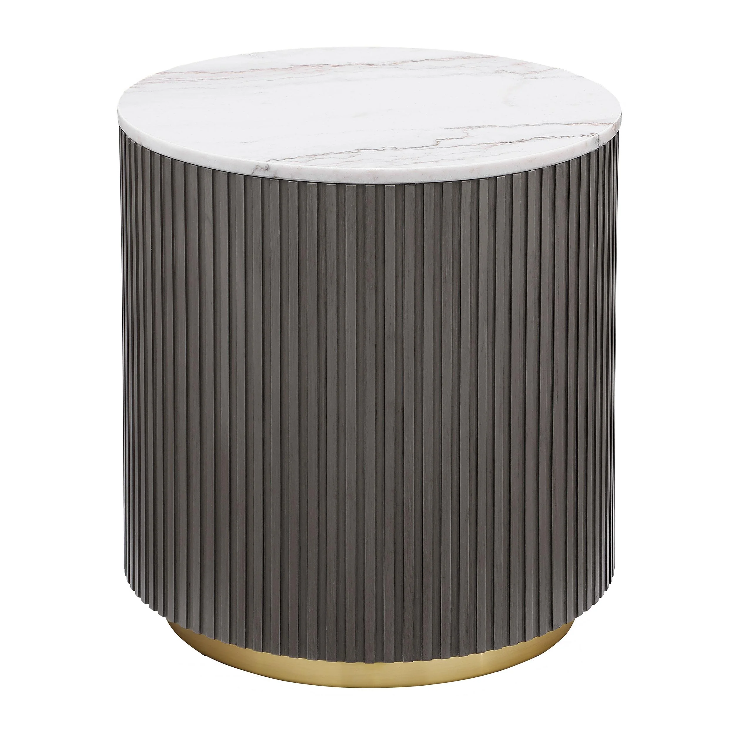 Coaster Furniture Jason 710417 Round Marble Top Side End Table – White and Charcoal