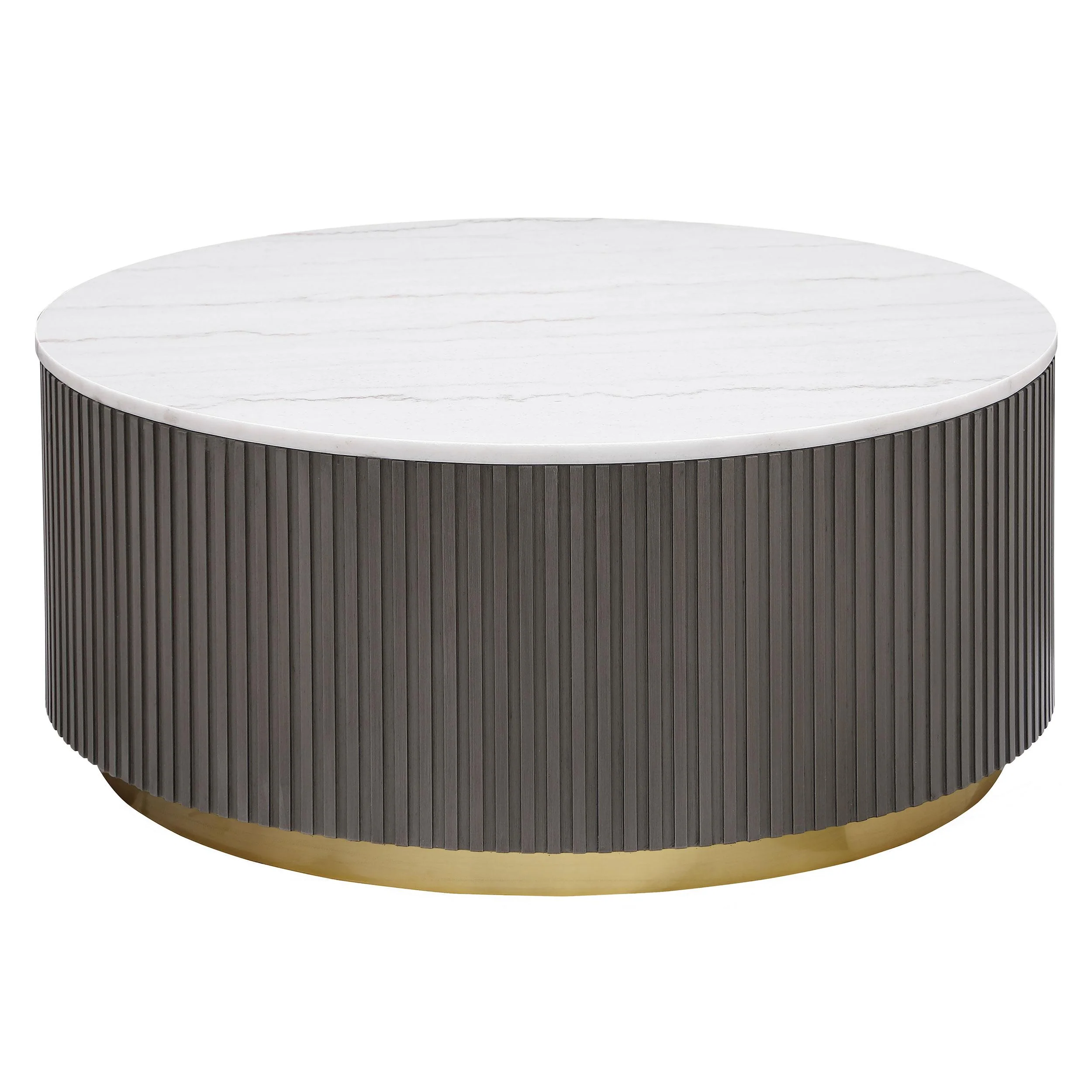 Coaster Furniture Jason 710418 Round Marble Top Coffee Table – White and Charcoal