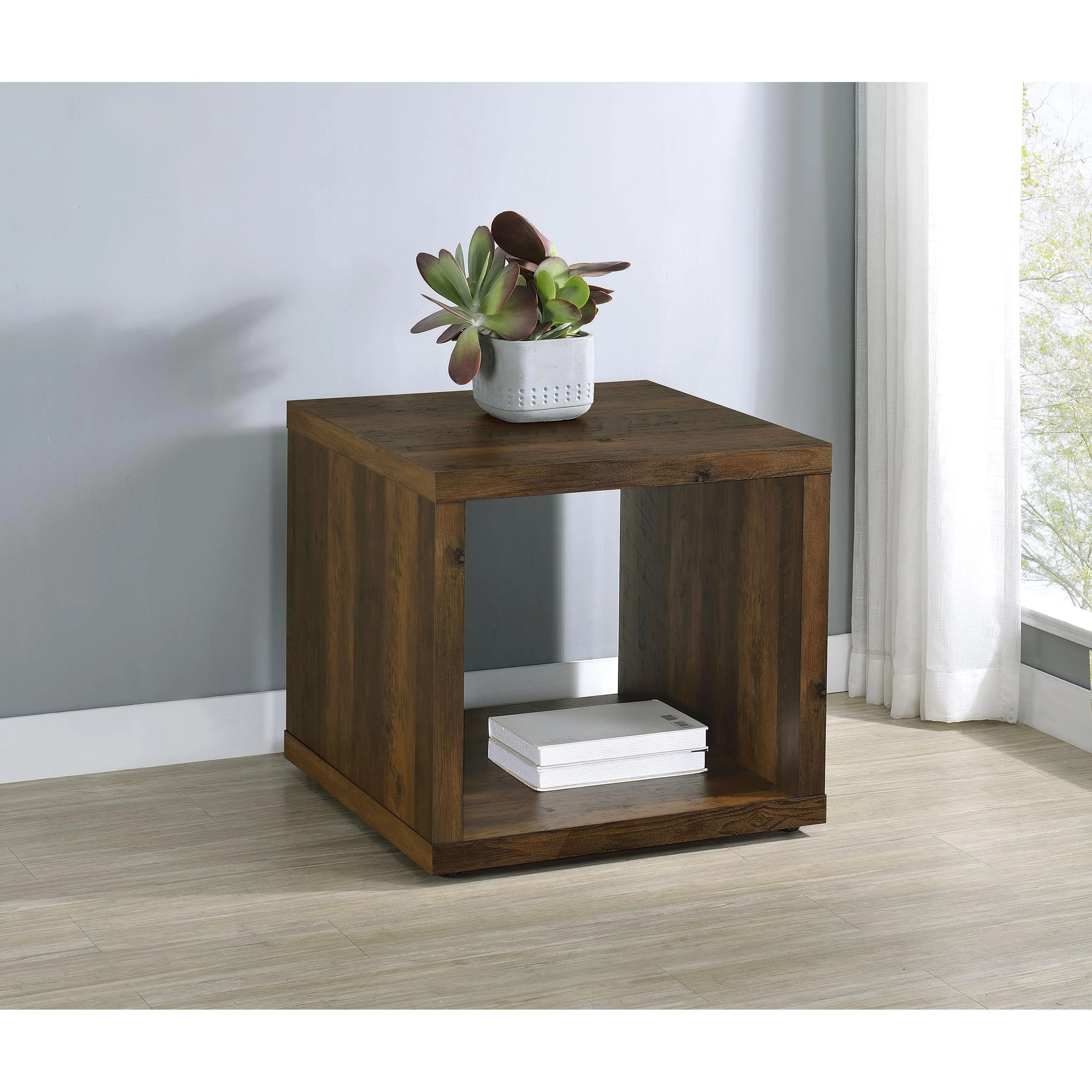 Coaster Furniture Frisco 710507 Square Engineered Wood Side End Table - Dark Pine - Image 2