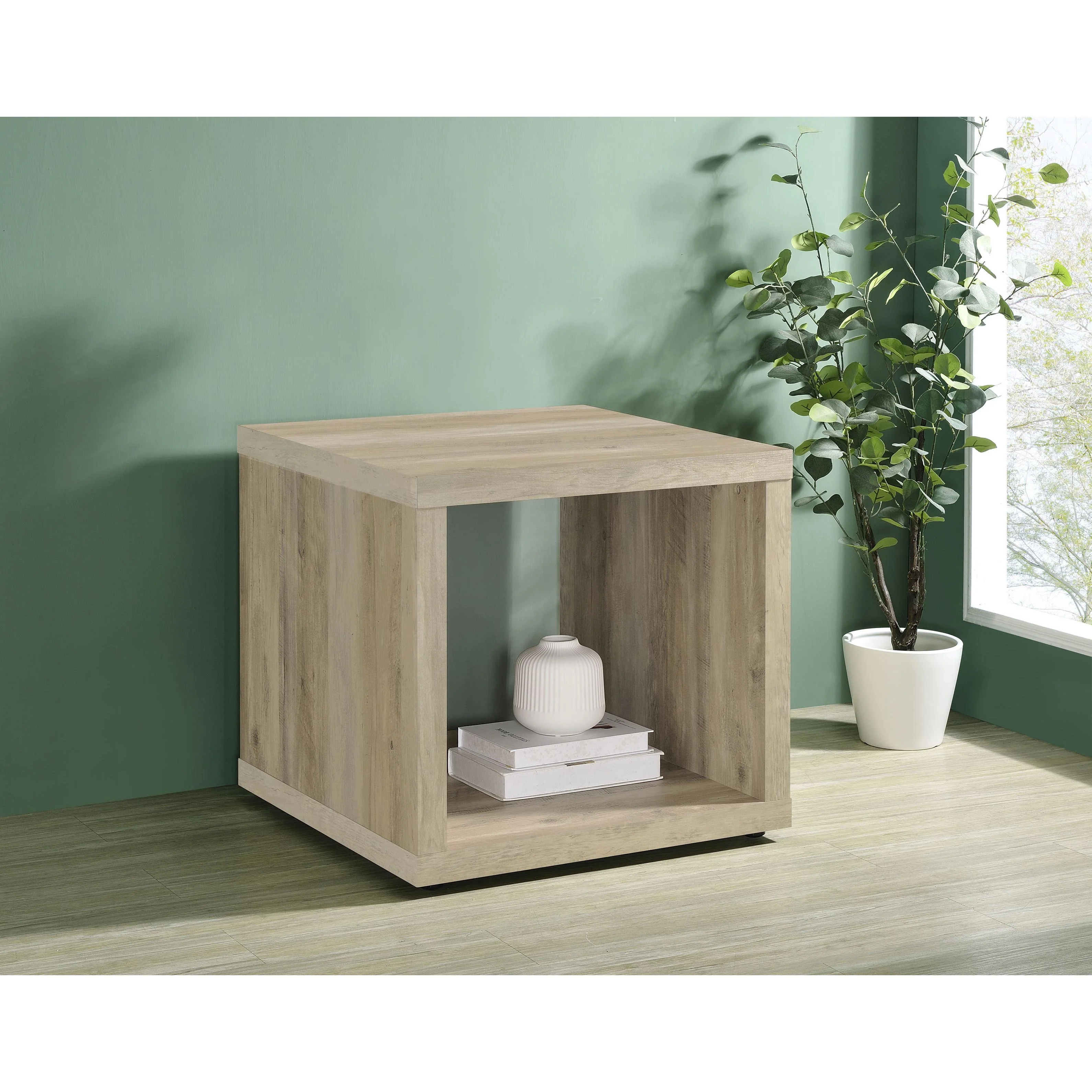 Coaster Furniture Frisco 710517 Square Engineered Wood Side End Table - Distressed Pine - Image 2