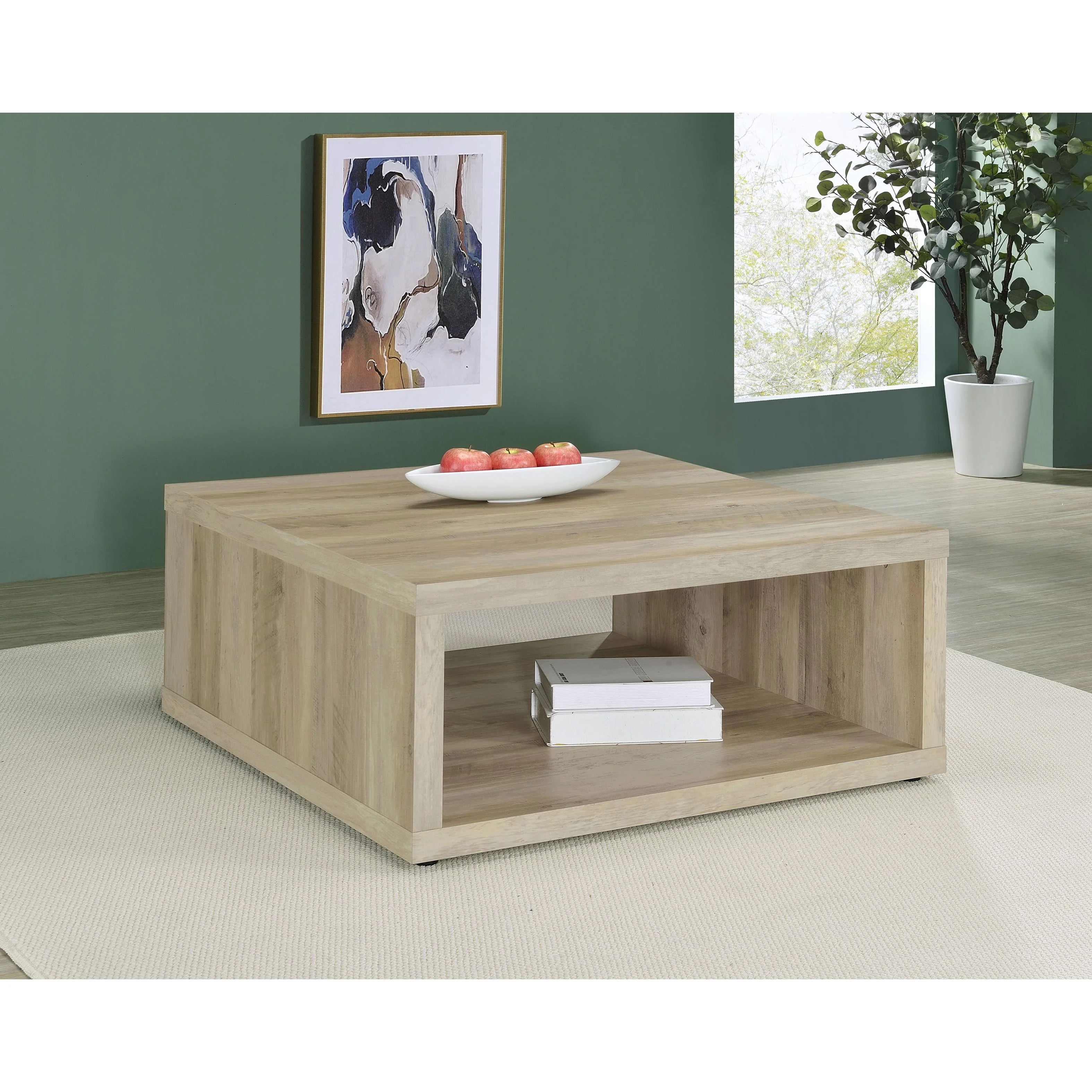 Coaster Furniture Frisco 710518 Square Engineered Wood Coffee Table - Distressed Pine - Image 2