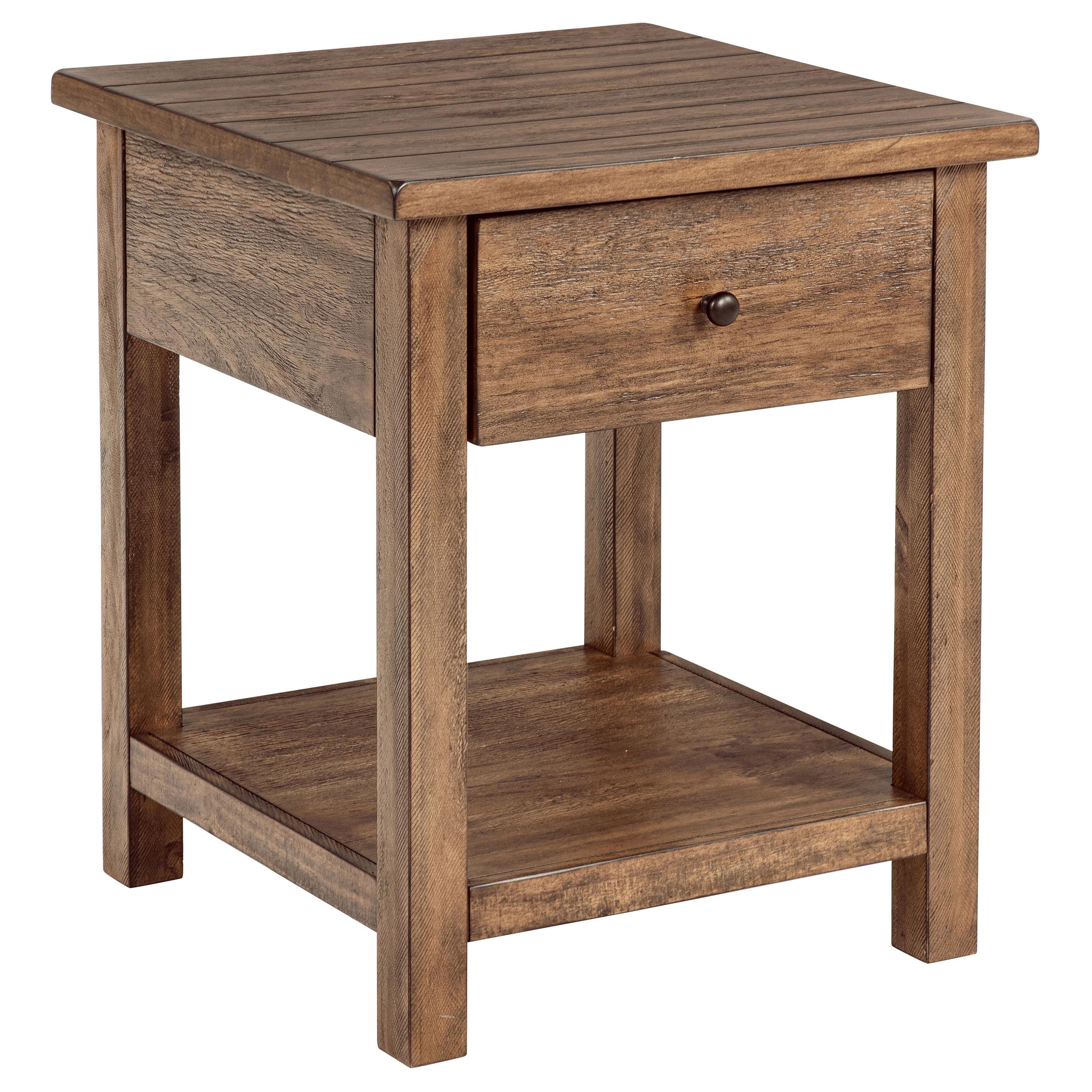 Coaster Furniture Payne 710547 1-Drawer Wood End Table with Shelf - Distressed Brown - Image 1