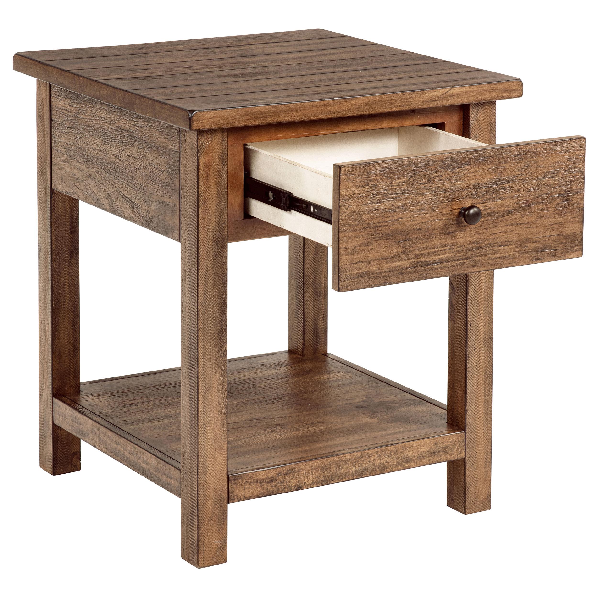 Coaster Furniture Payne 710547 1-Drawer Wood End Table with Shelf - Distressed Brown - Image 2