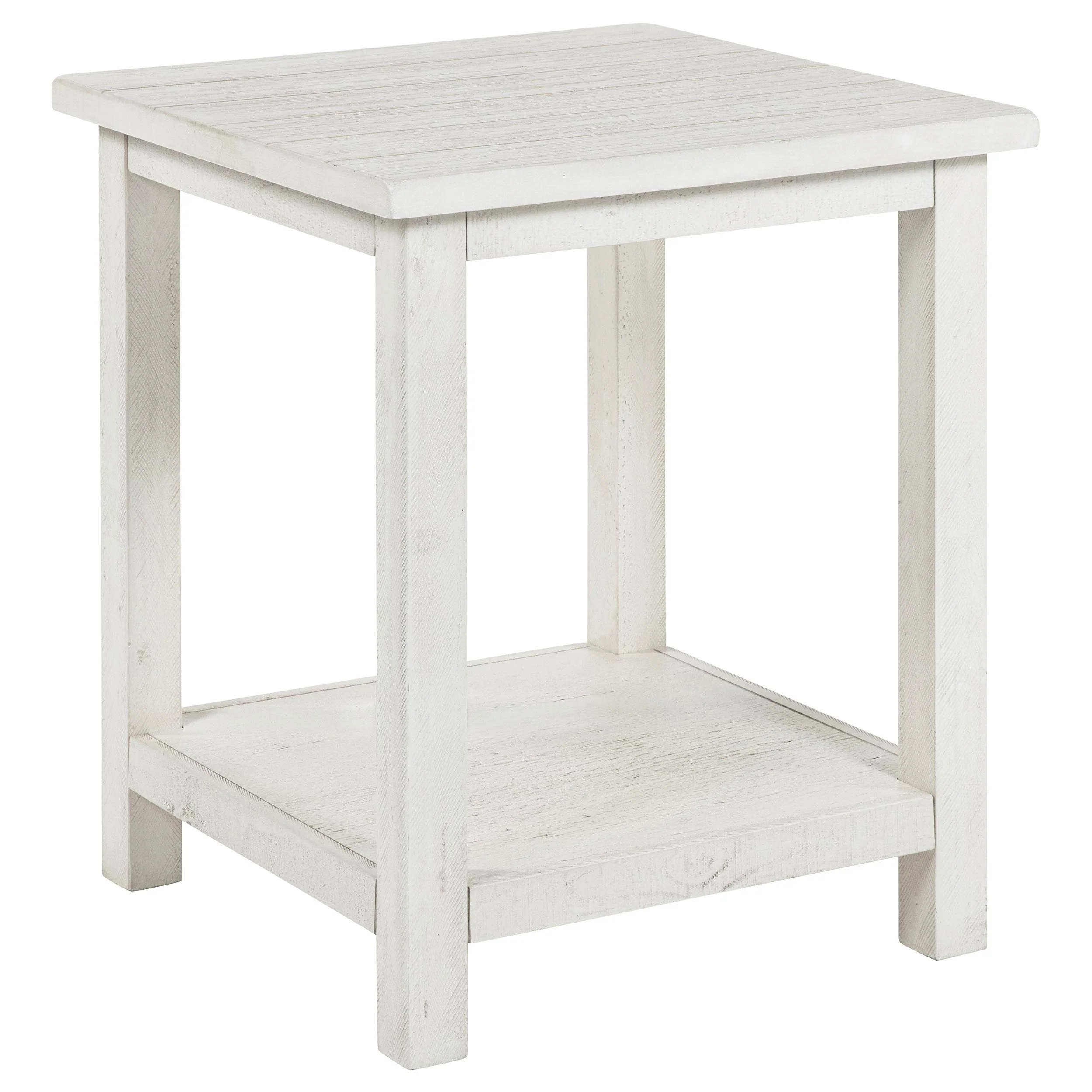 Coaster Furniture Payne 710556 Wood End Table with Shelf - Distressed White - Image 1