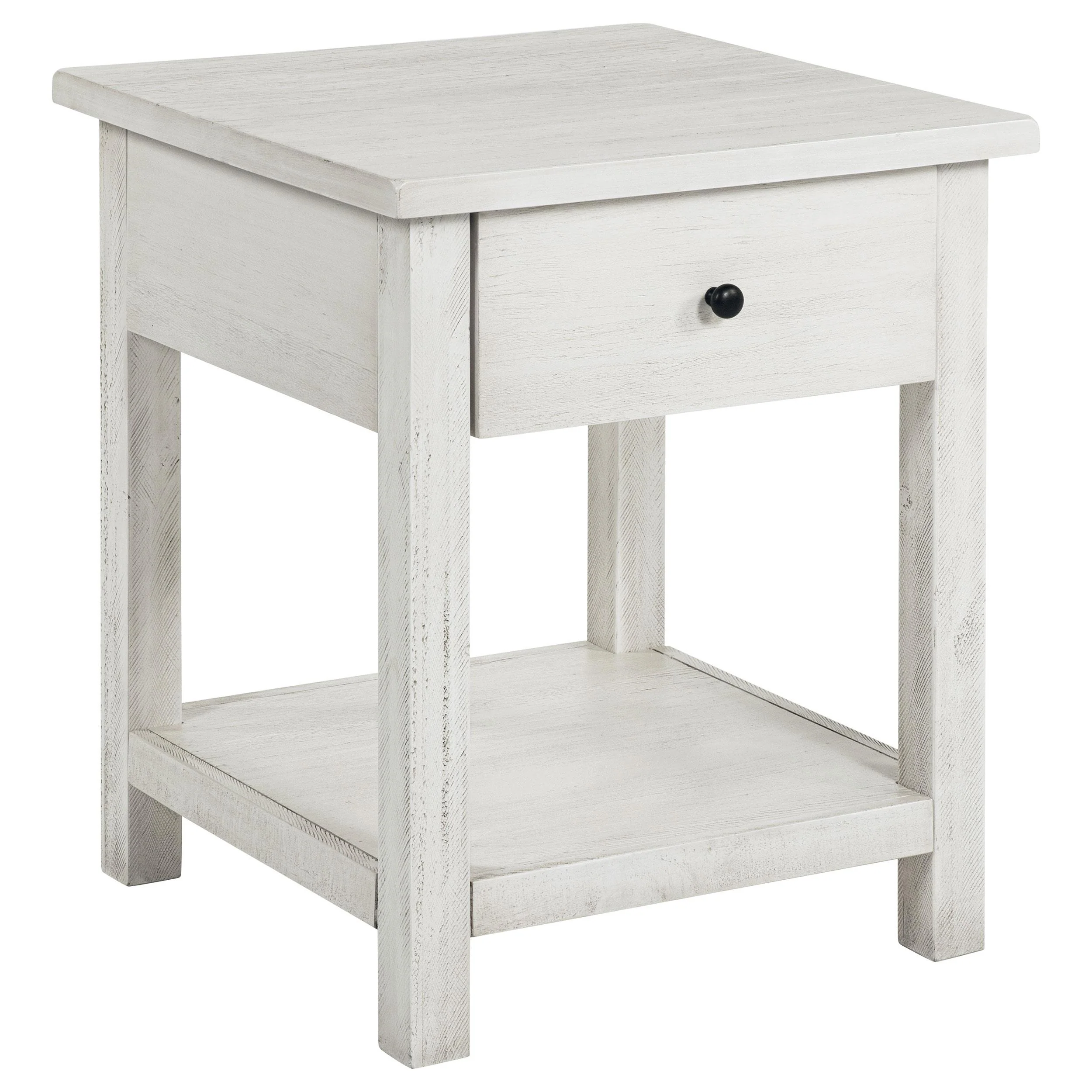 Coaster Furniture Payne 710557 1-Drawer Wood End Table with Shelf - Distressed White - Image 1