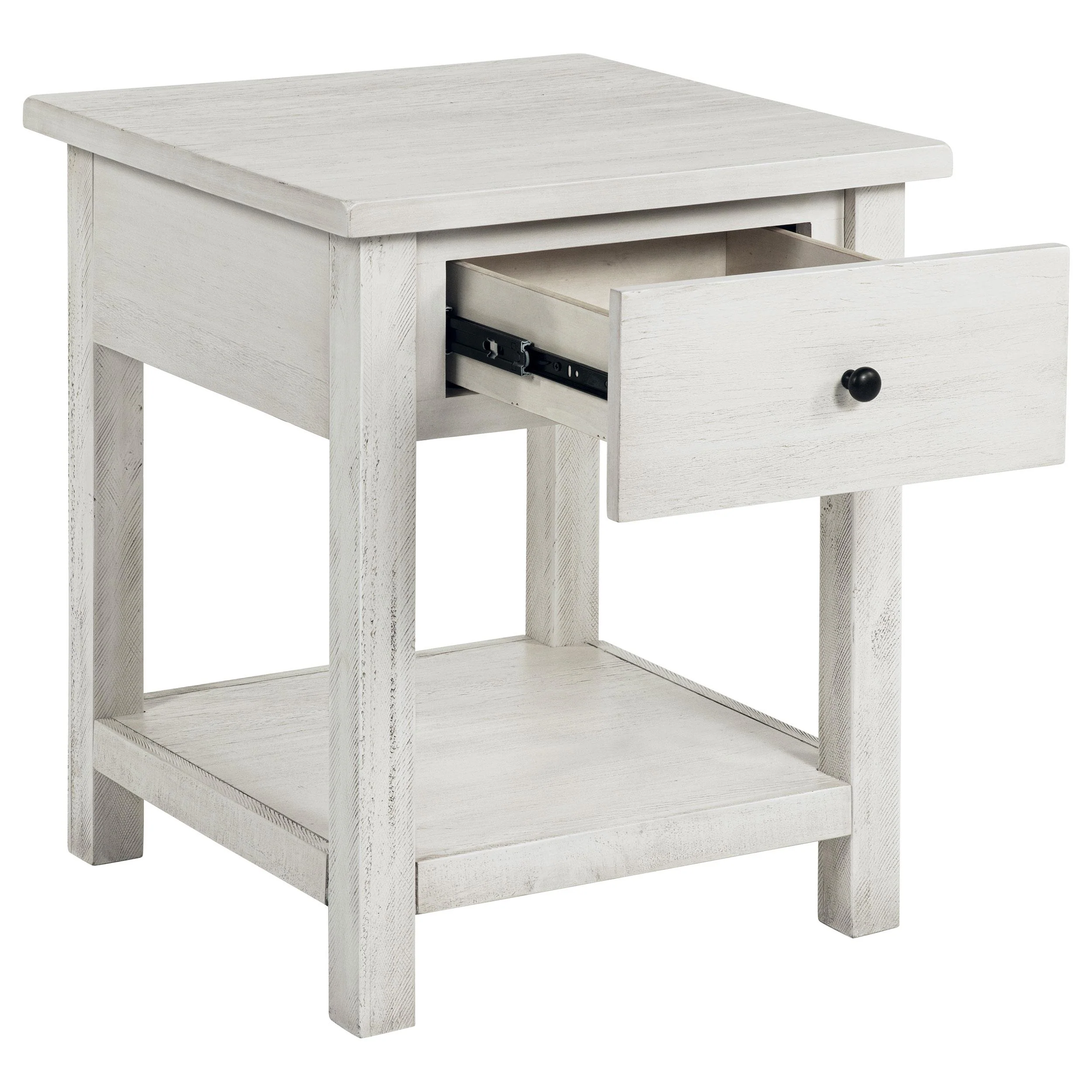 Coaster Furniture Payne 710557 1-Drawer Wood End Table with Shelf - Distressed White - Image 2