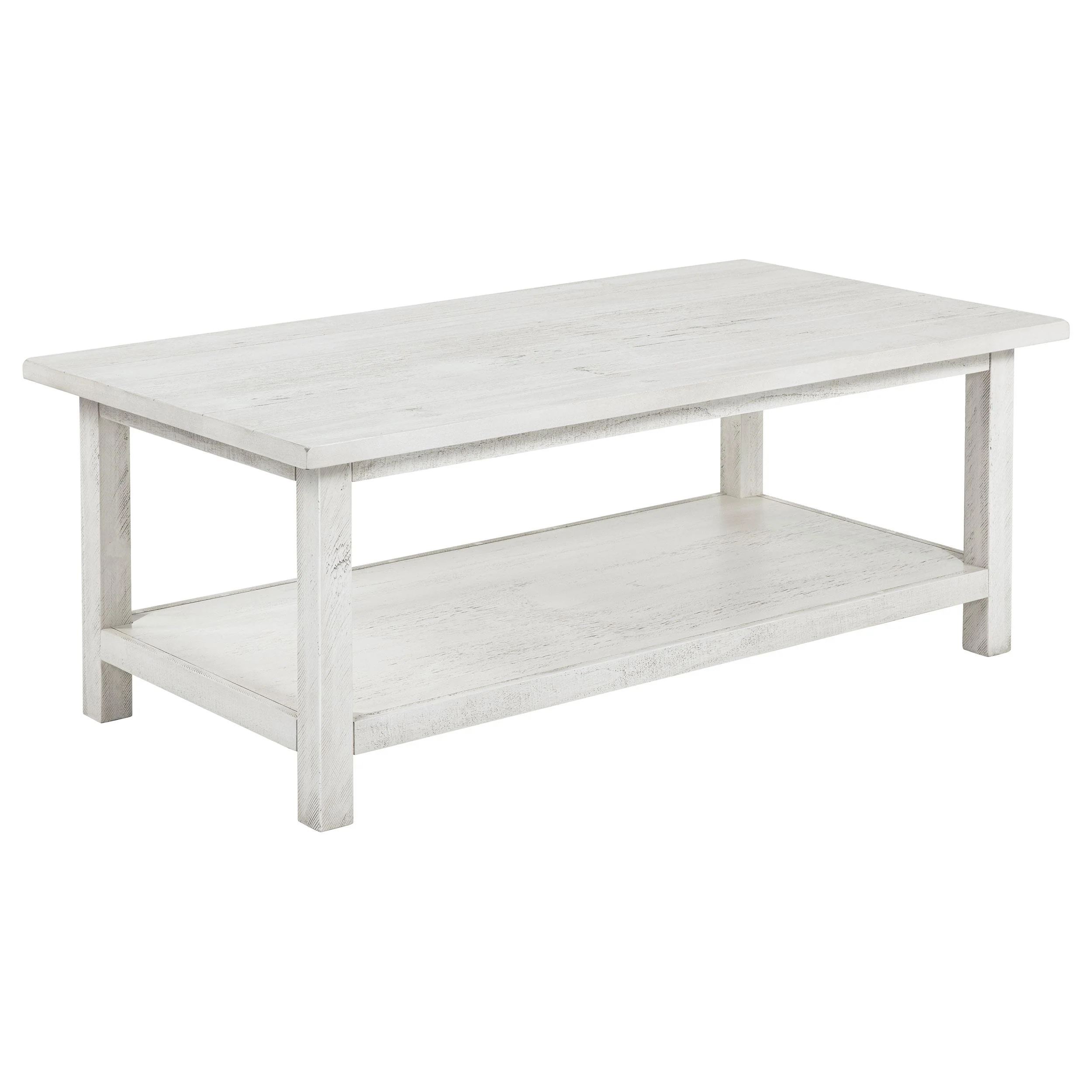 Coaster Furniture Payne 710558 Wood Coffee Table with Shelf - Distressed White - Image 1