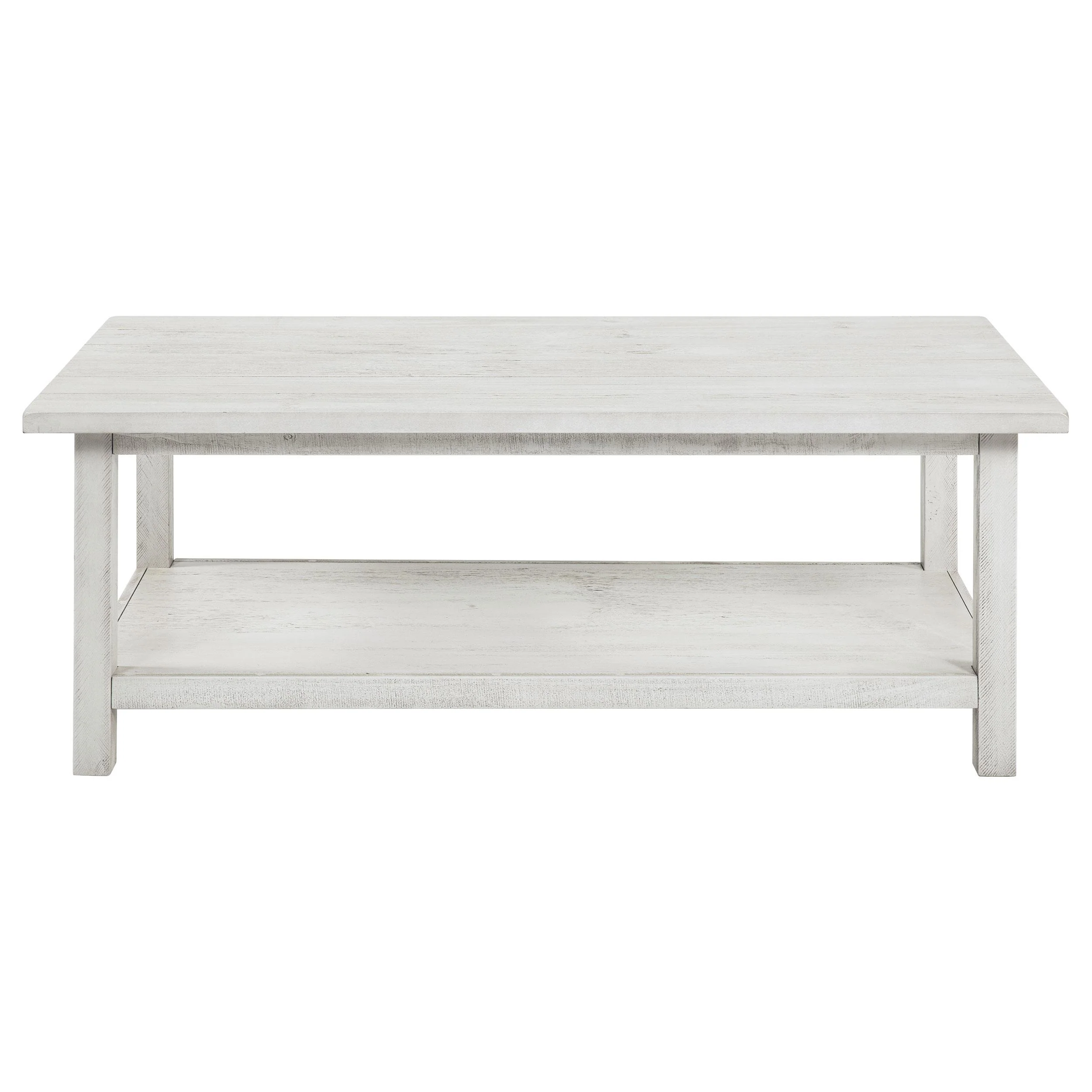 Coaster Furniture Payne 710558 Wood Coffee Table with Shelf - Distressed White - Image 2