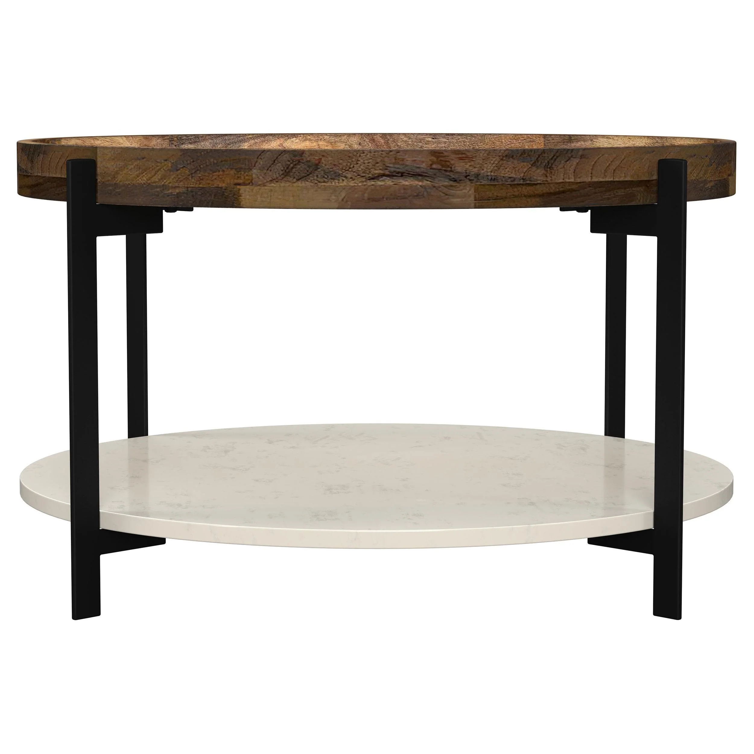 Coaster Furniture Adhvik 721888 Round Wood Top Marble Shelf Coffee Table - Natural - Image 3