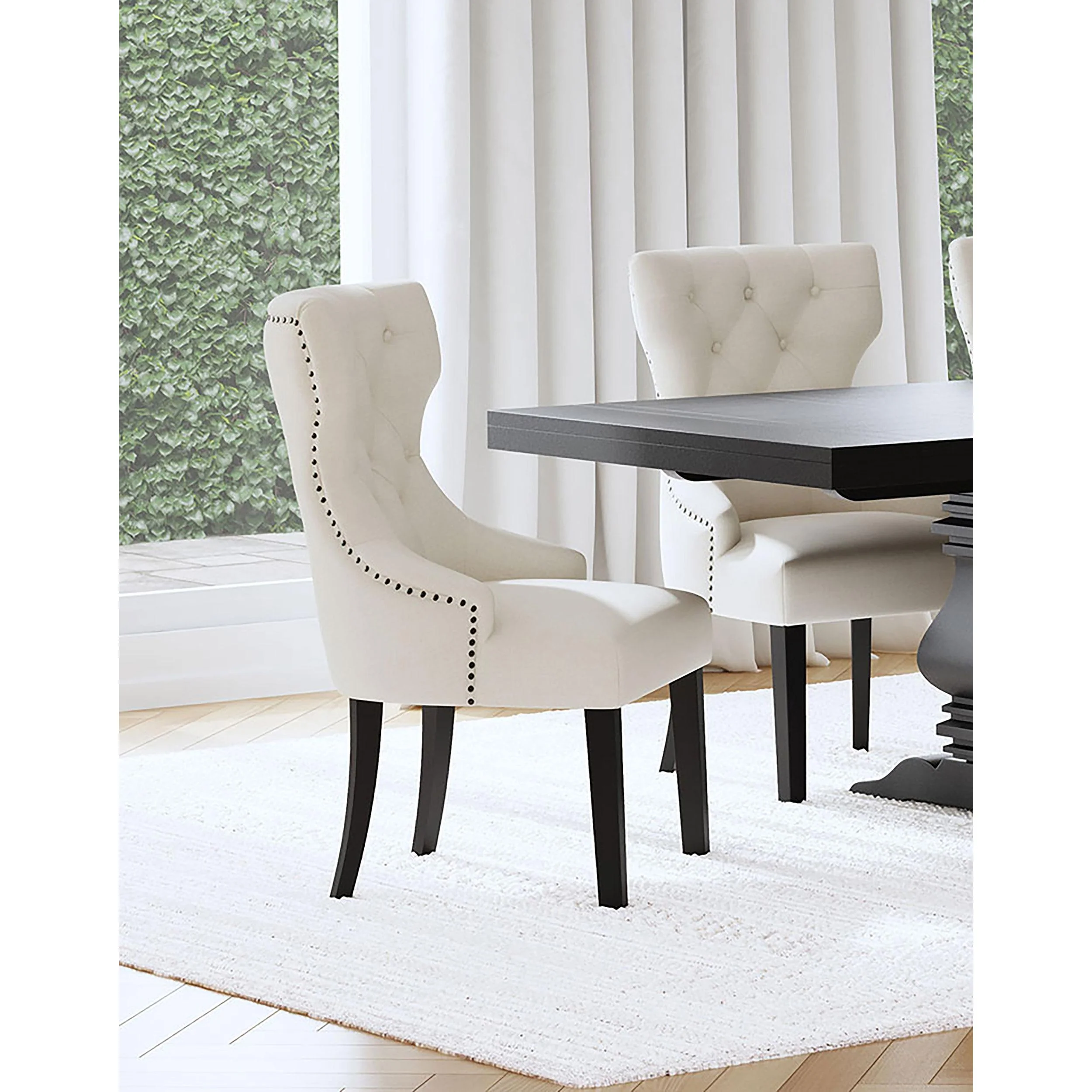 Coaster Furniture Baney 115572 Fabric Upholstered Dining Side Chair - Beige and Black - Image 2