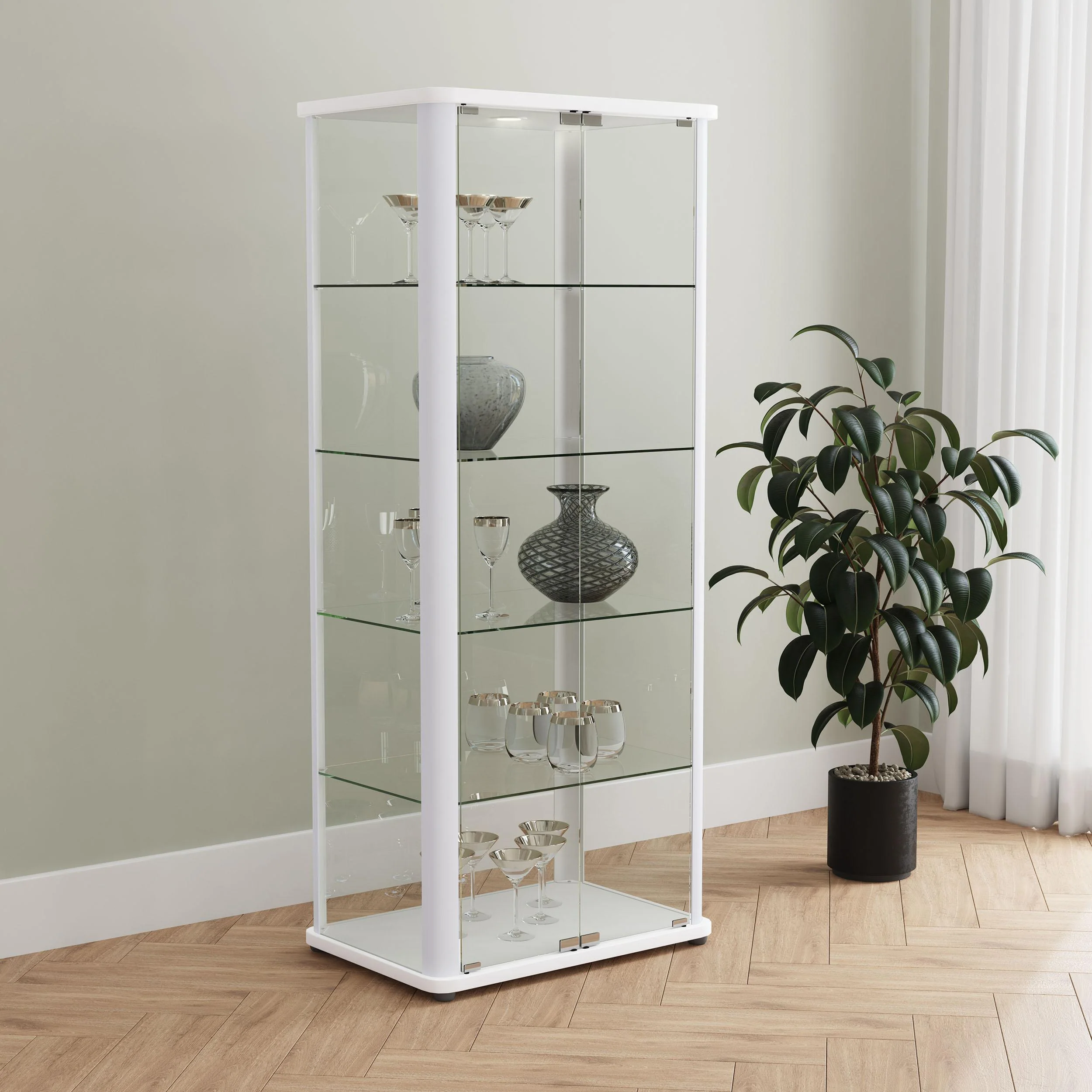 Coaster Furniture Aero 950399 5-shelf Display Curio Cabinet with LED Lighting - White - Image 3