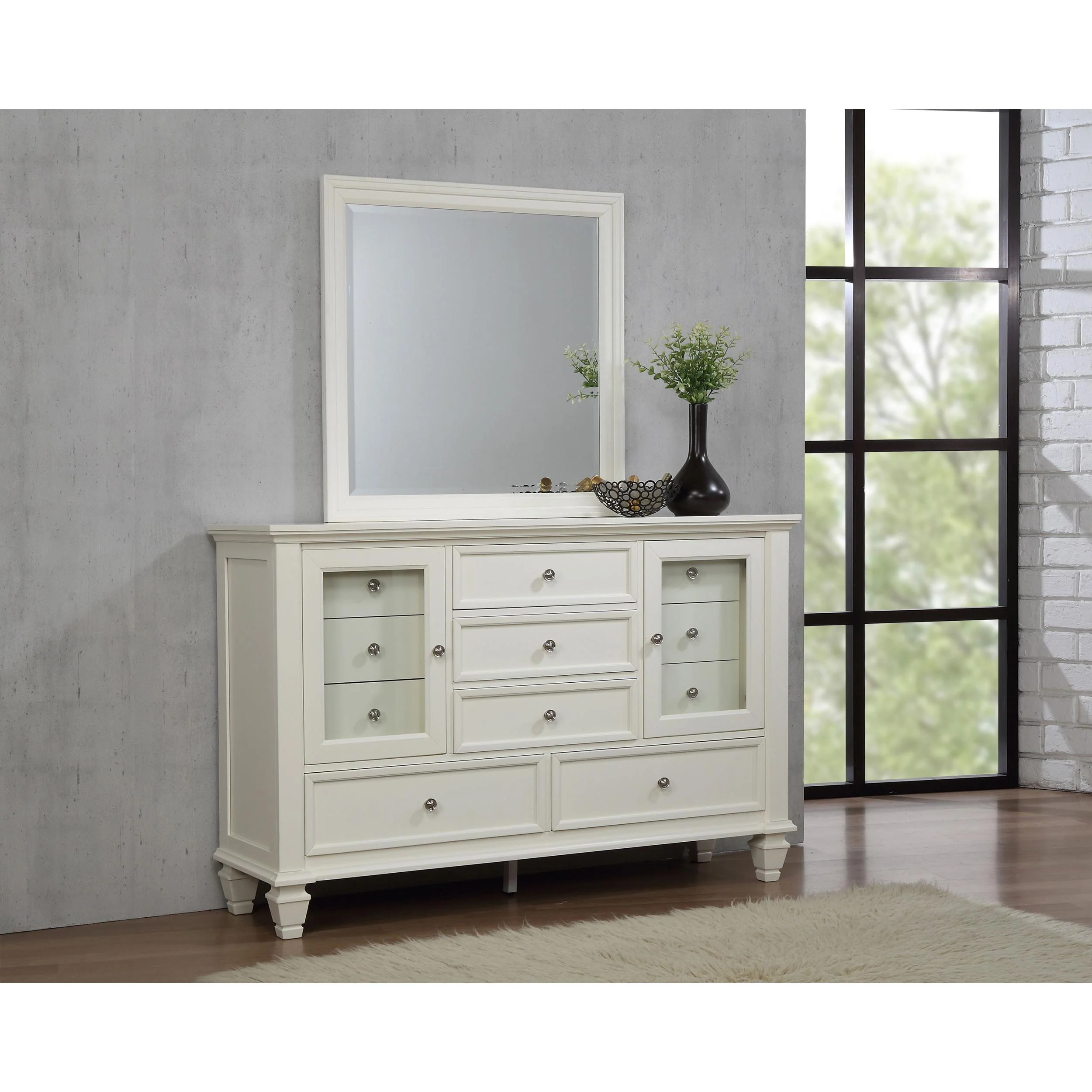 Coaster Furniture Sandy Beach 201303M 11-Drawer Dresser with Mirror - Cream White - Image 2