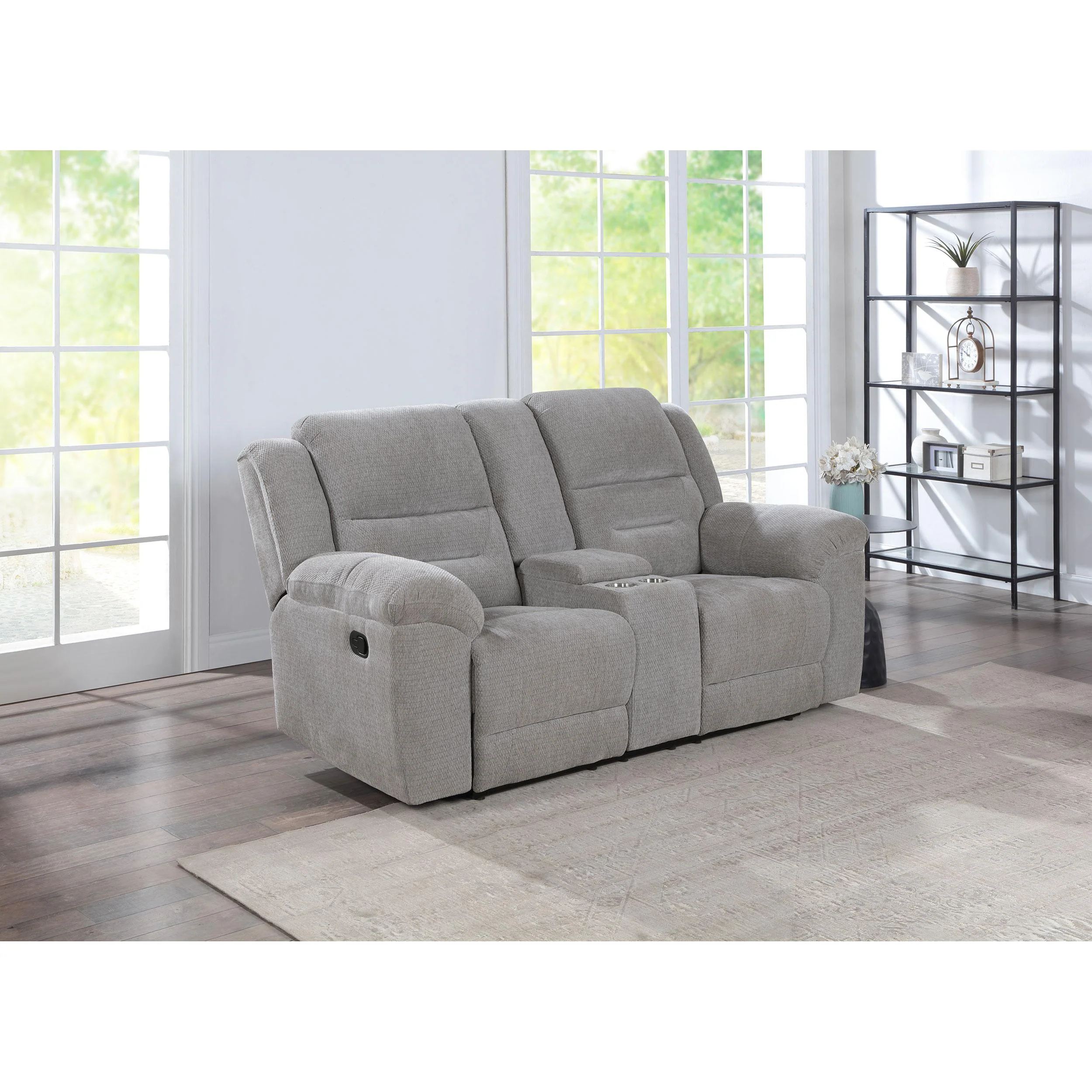 Coaster Furniture Gilson 602552 Chenille Upholstered Reclining Loveseat - Grey - Image 2