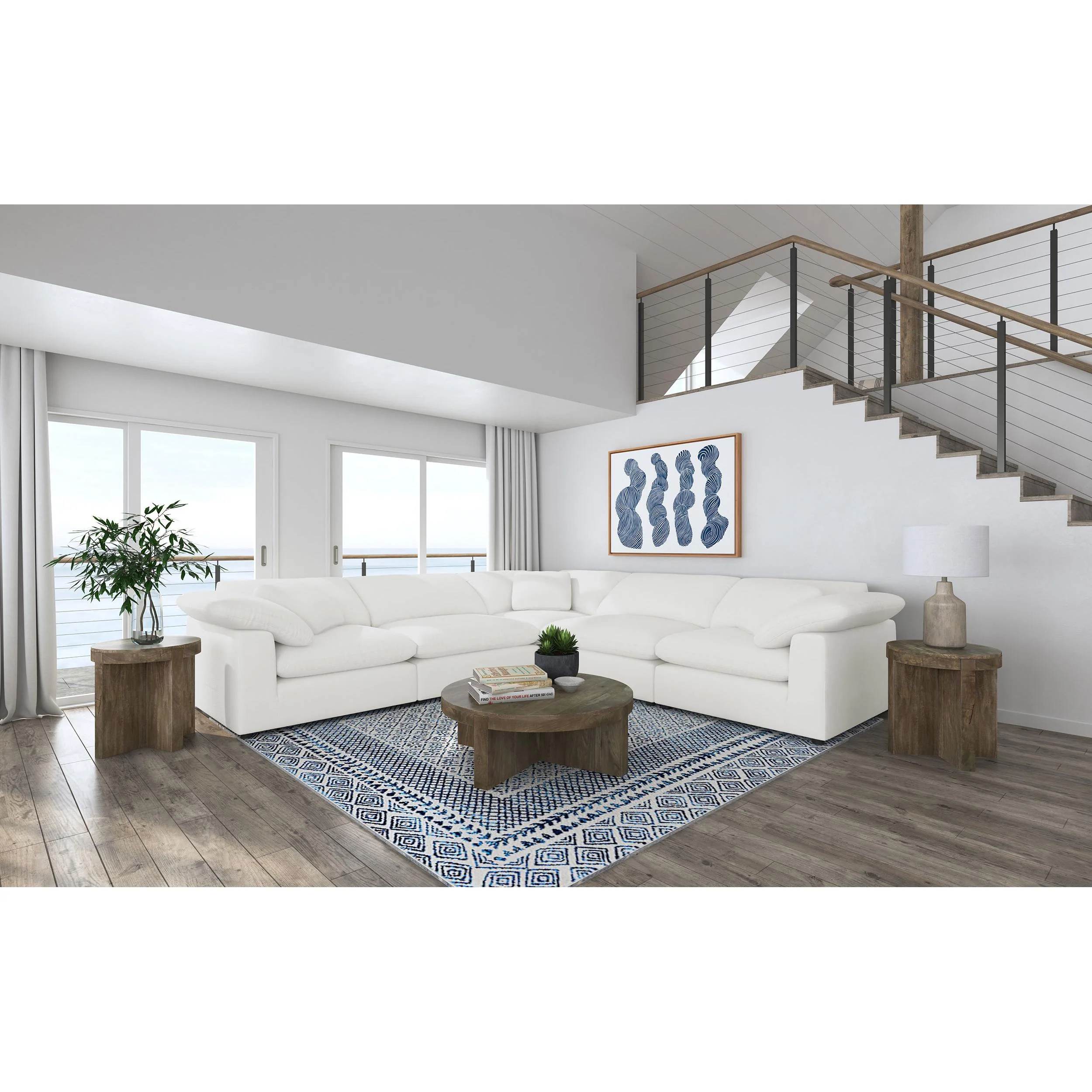 Coaster Furniture Raleigh 551751-SETB 5 pc Boucle Upholstered Modular Sectional - Ivory - Image 2