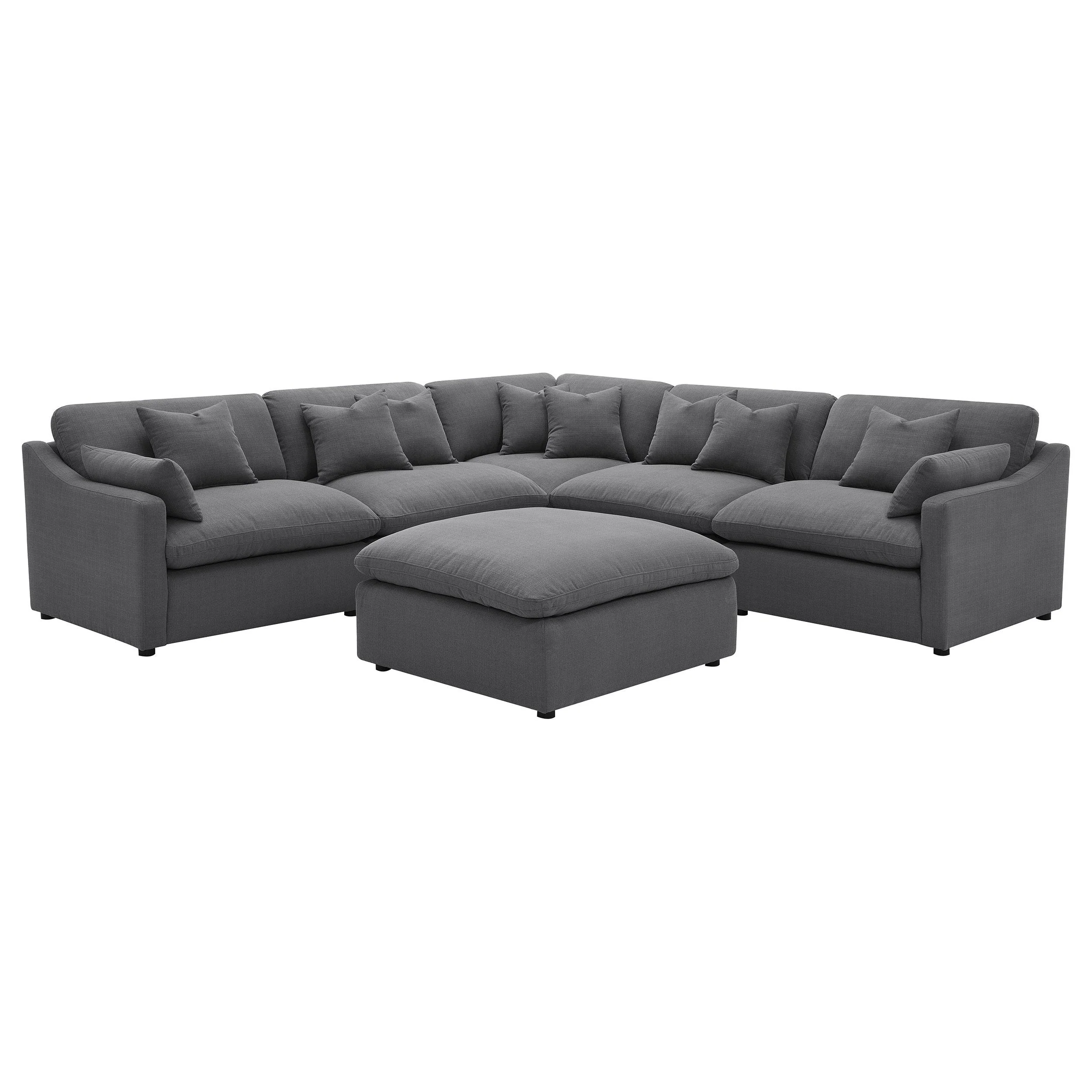 Coaster Furniture Hobson 551455-SET 6 pc Upholstered Modular Sectional Sofa - Charcoal - Image 1