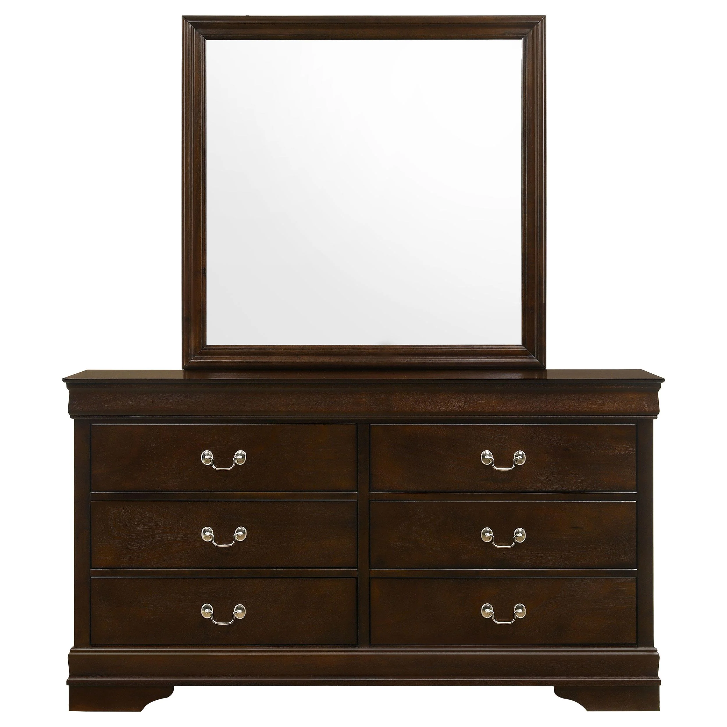Coaster Furniture Louis Philippe 202413M 6-Drawer Dresser with Mirror - Cappuccino - Image 3