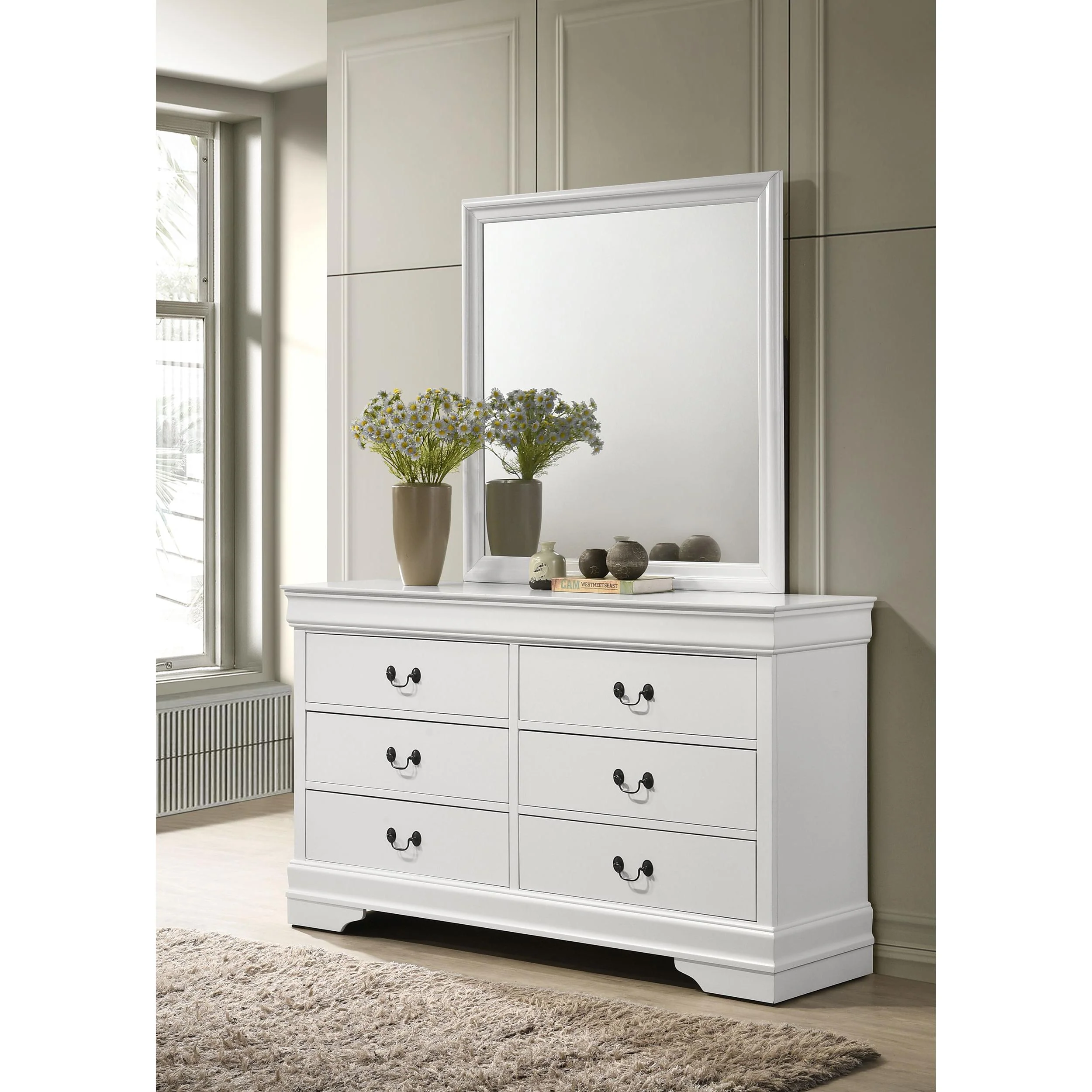 Coaster Furniture Louis Philippe 202443M 6-Drawer Dresser and Mirror - White - Image 2