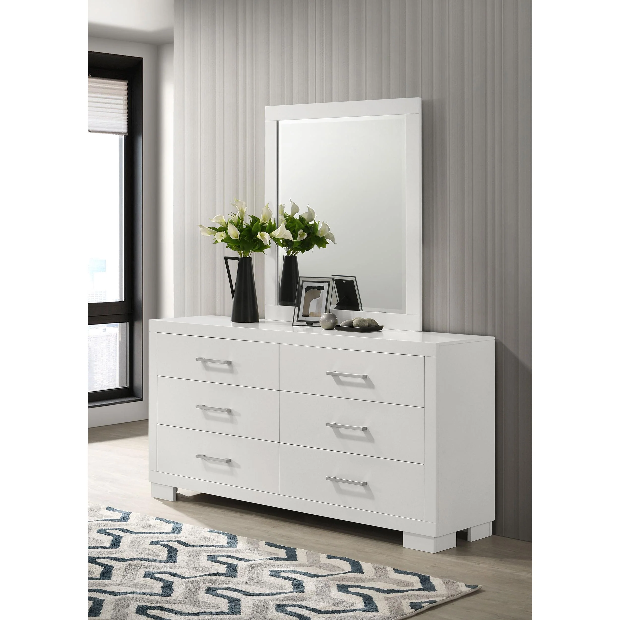 Coaster Furniture Jessica 202993M 6-Drawer Dresser with Mirror - Cream White - Image 2
